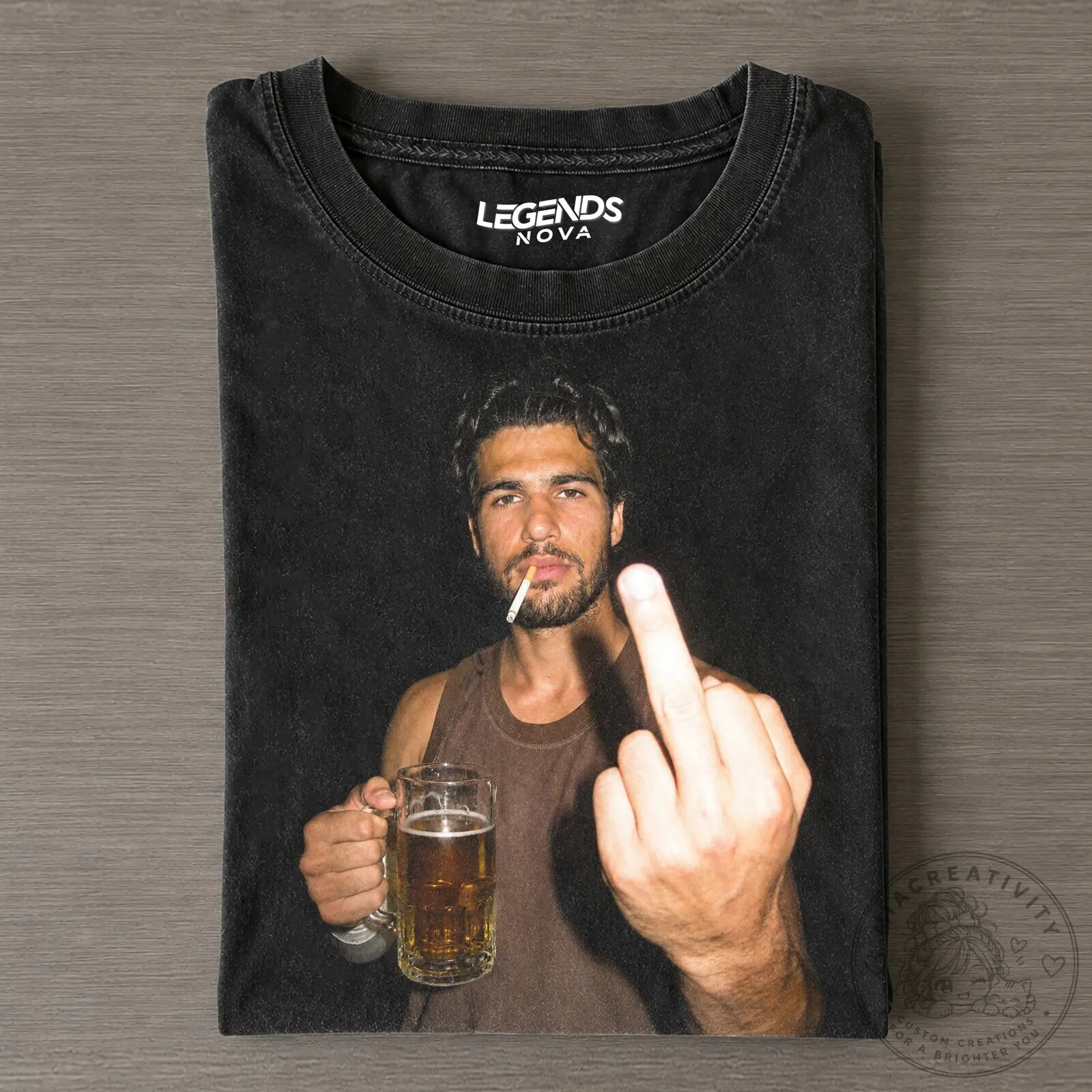 Legends Nova Man with Beer and Cigarette Graphic T-Shirt