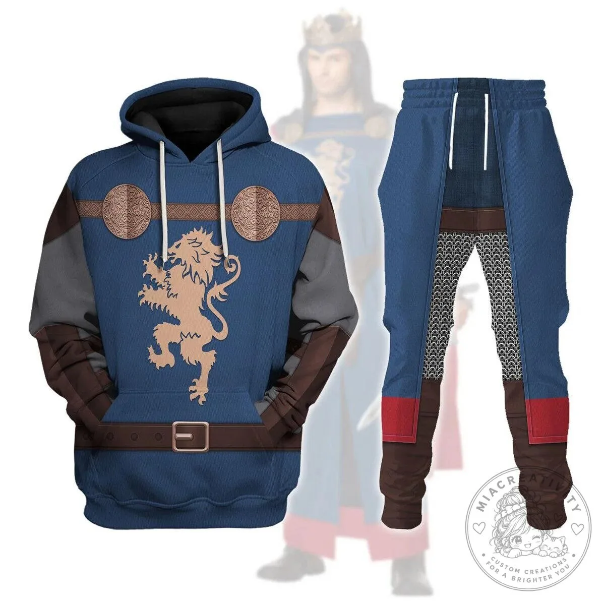 Richard the Lionheart Medieval Knight Costume Hoodie and Pants Set