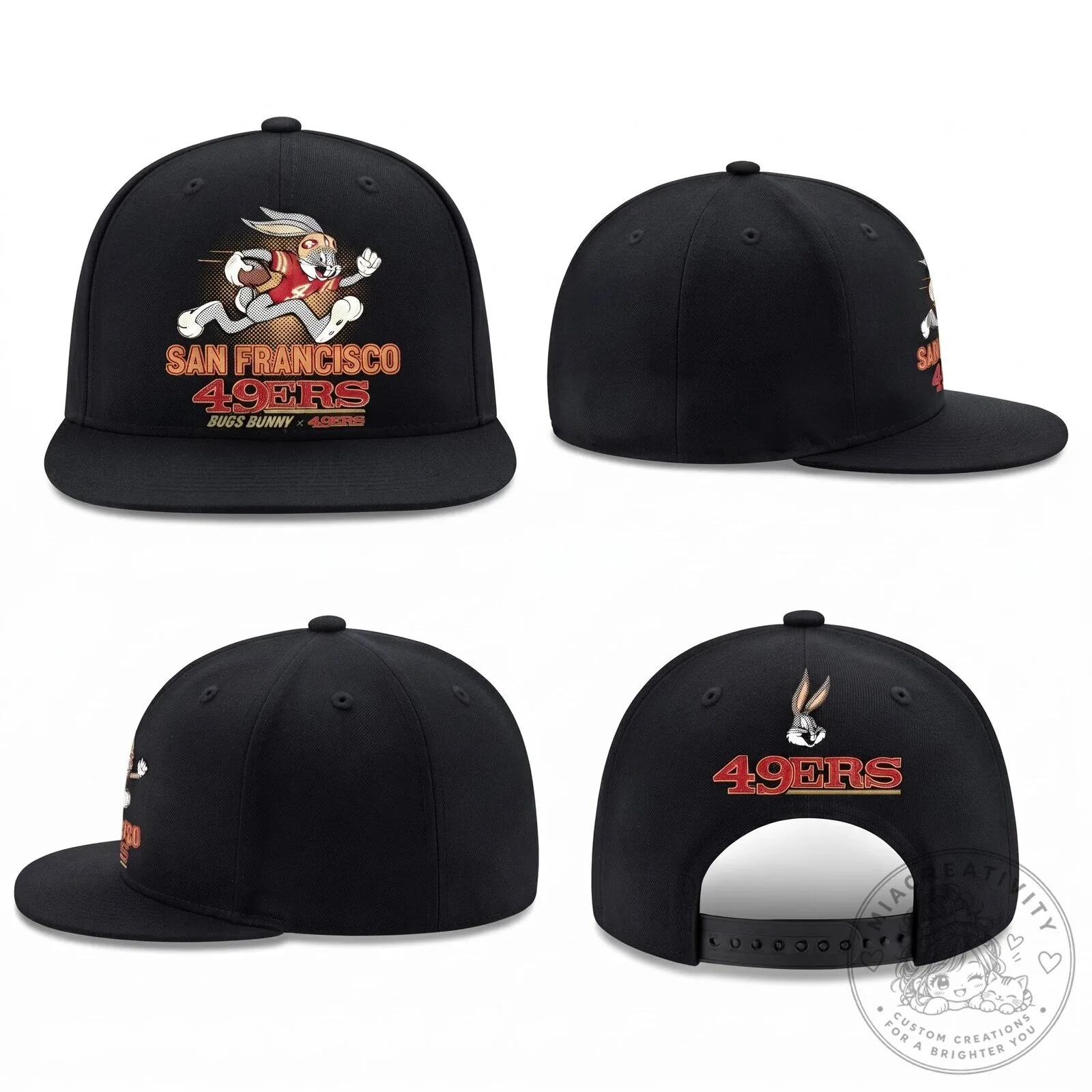 San Francisco 49ers Bugs Bunny Football Flat Bill Snapback Cap Hat
