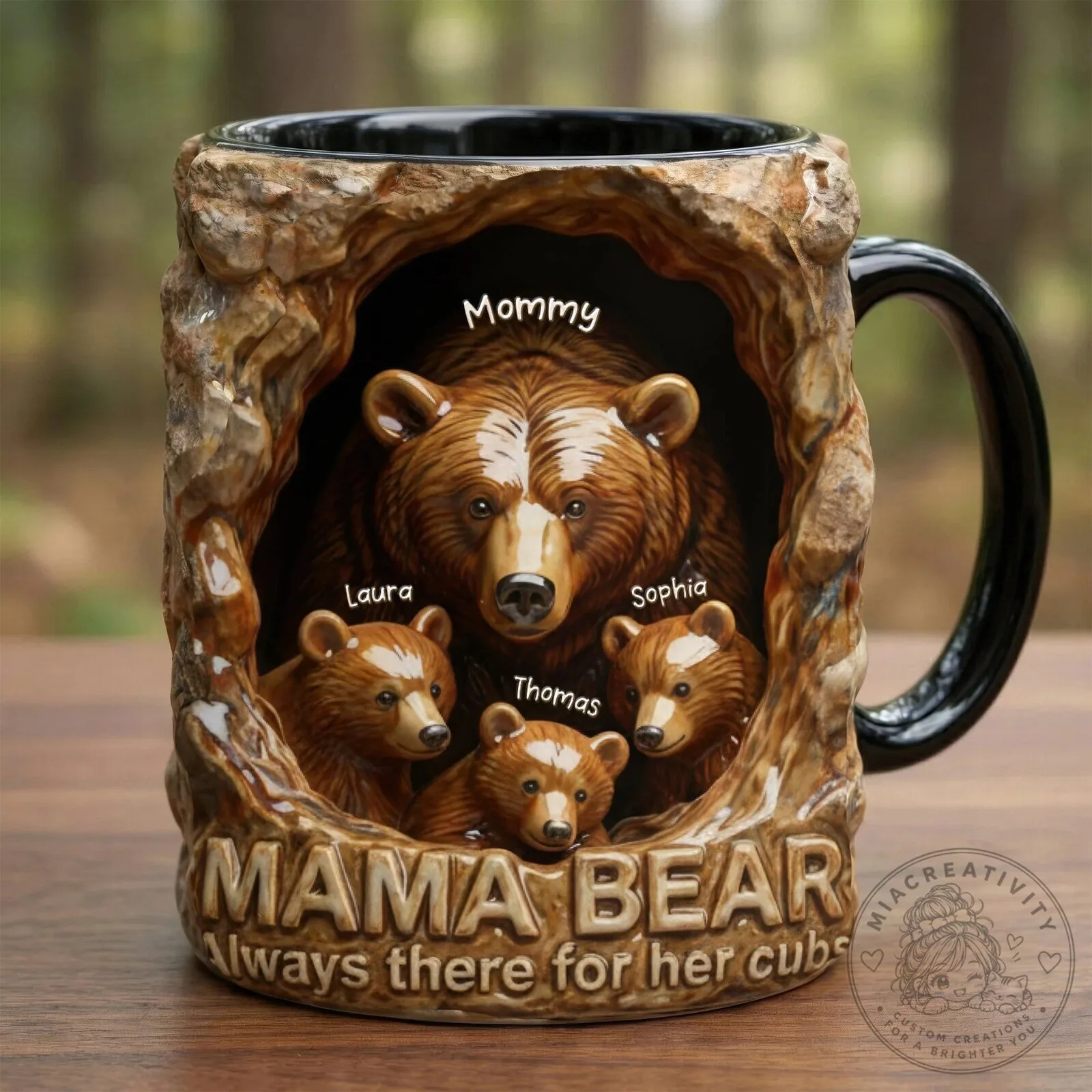 Personalized Mama Bear Always There For Her Cubs Coffee Mug