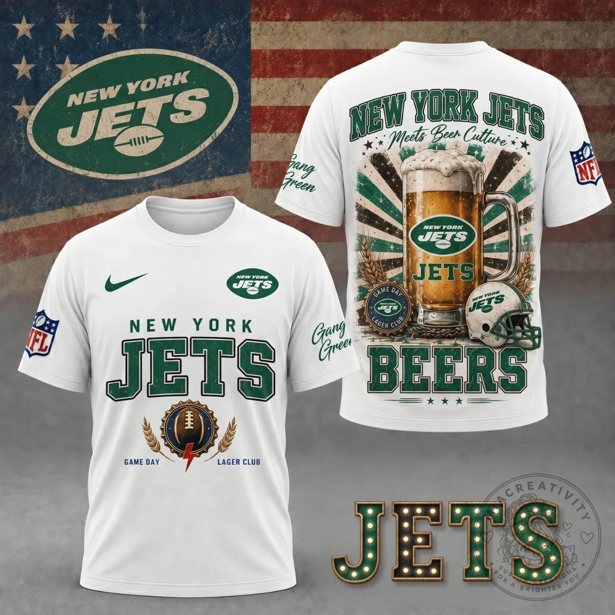 New York Jets Fan Shirt Game Day Lager Club Beers T-Shirt