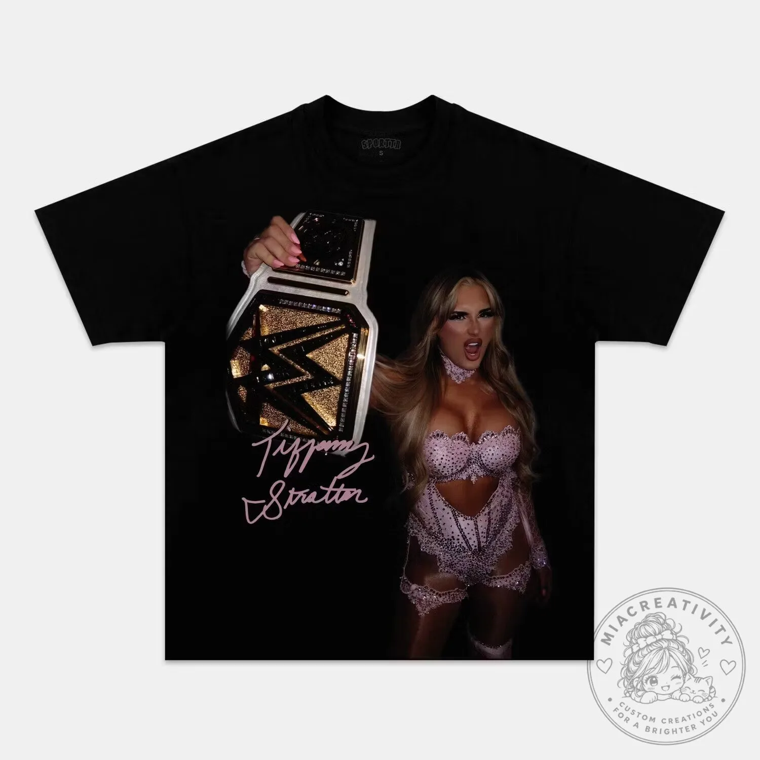 Tiffany Stratton WWE Champion Black Graphic T-Shirt