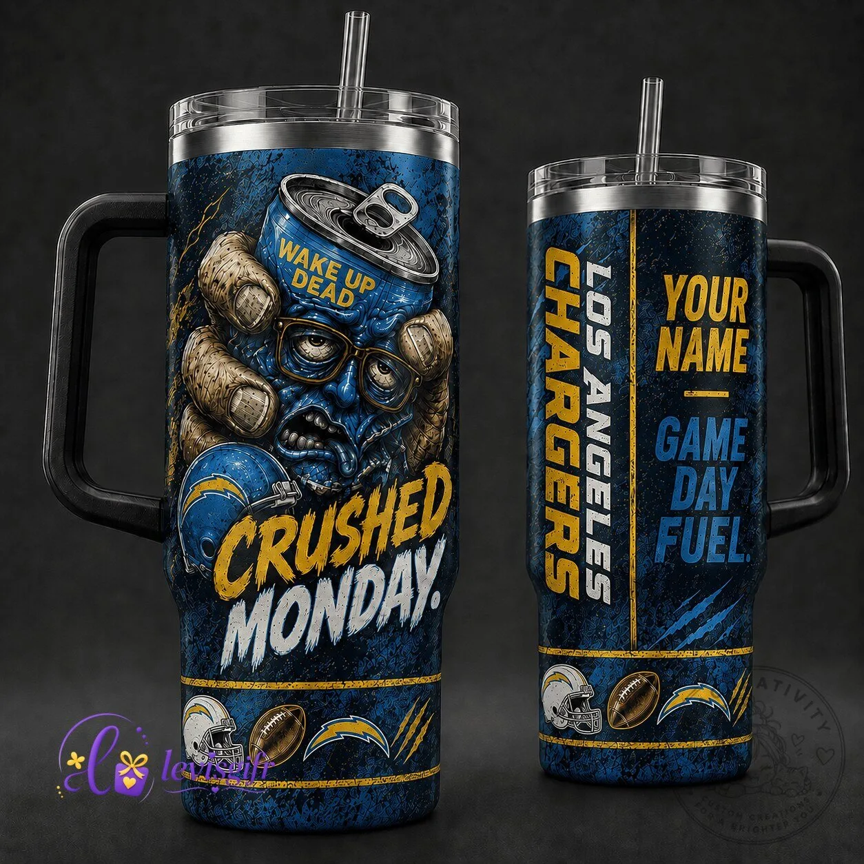 Los Angeles Chargers Crushed Monday Wake Up Dead Personalized Tumbler