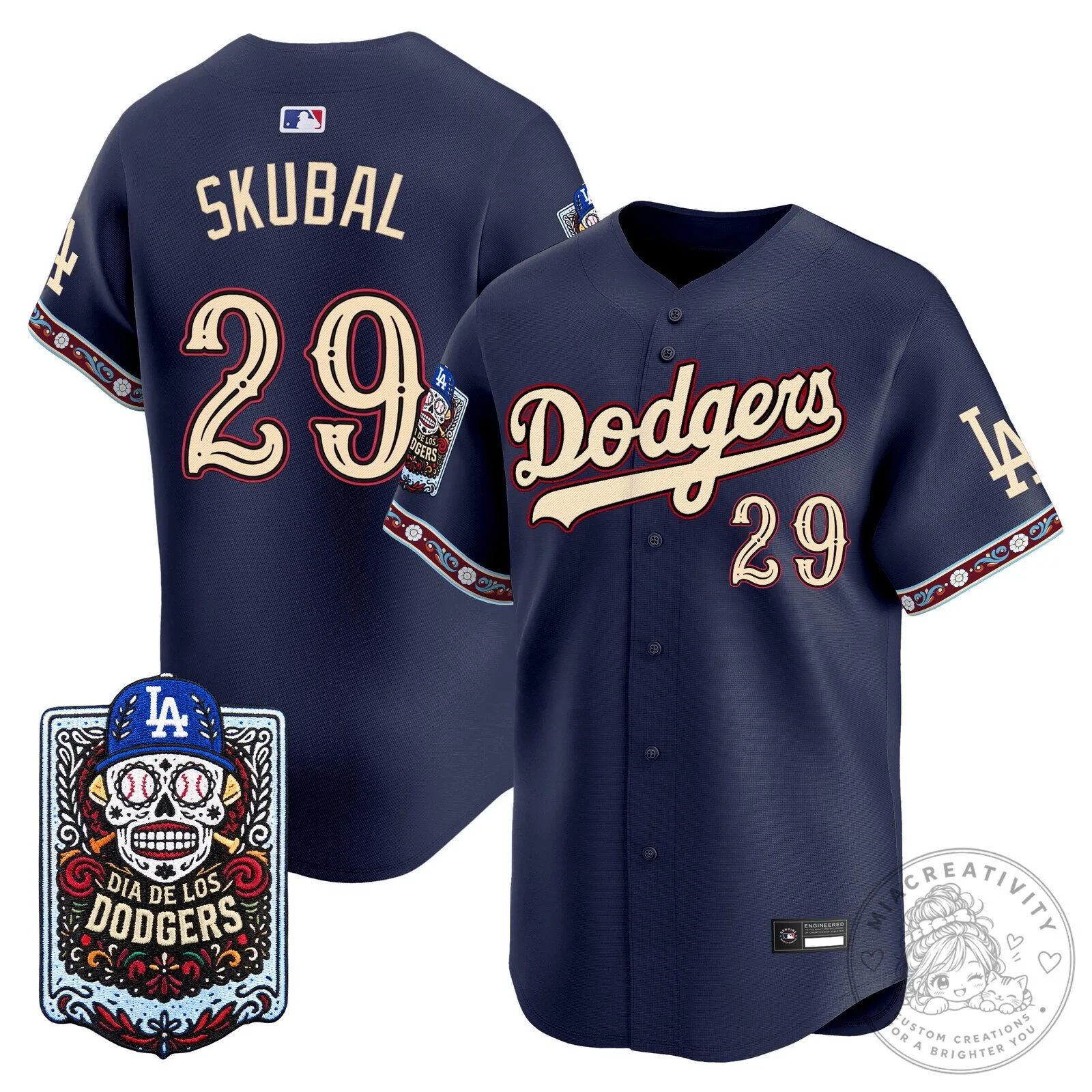 Skubal 29 Baseball Jersey for Dia de los Muertos - Los Angeles Dodgers
