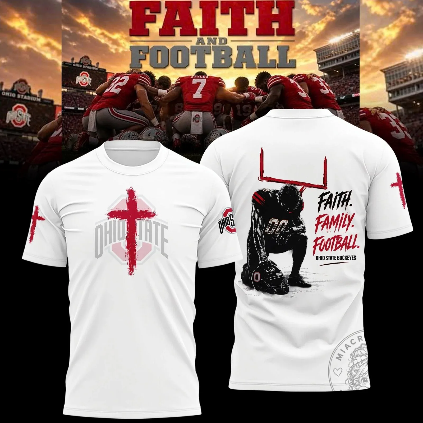Faith, Family, and Football: Ohio State Buckeyes Fan T-Shirt