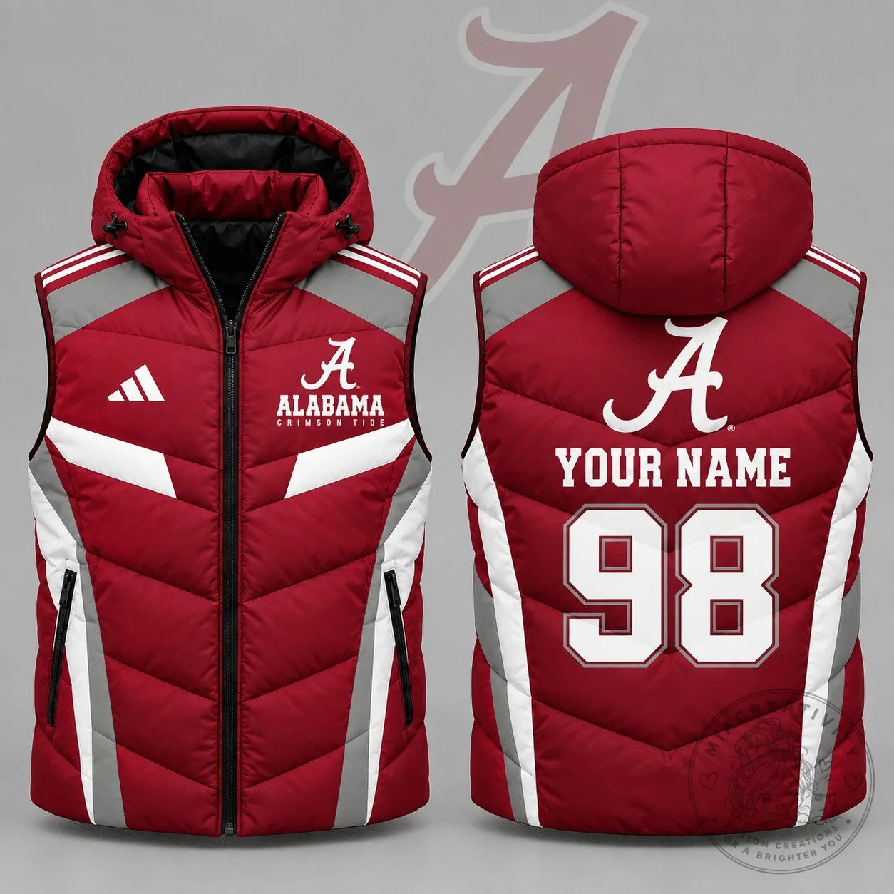 Alabama Crimson Tide Personalized Puffer Vest NCAA Football Team Spirit