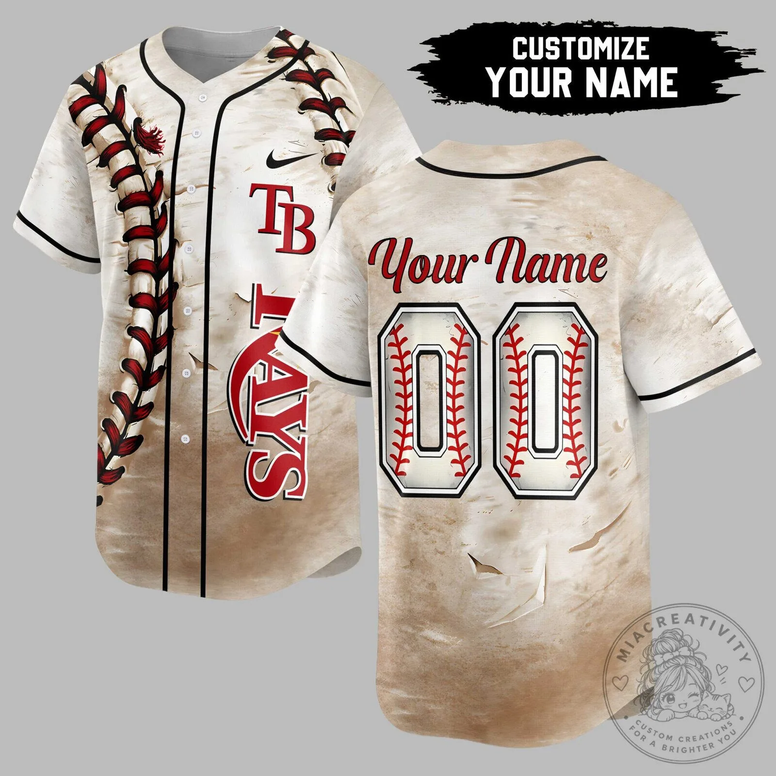 Tampa Bay Rays Baseball Stitched Design Custom Name and Number Baseball Jersey