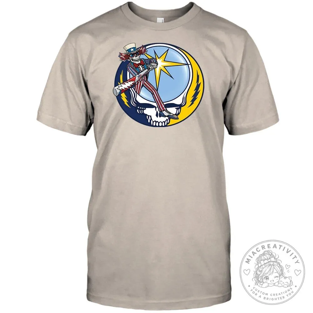 Tampa Bay Rays Baseball Grateful Dead Uncle Sam Skeleton T-Shirt