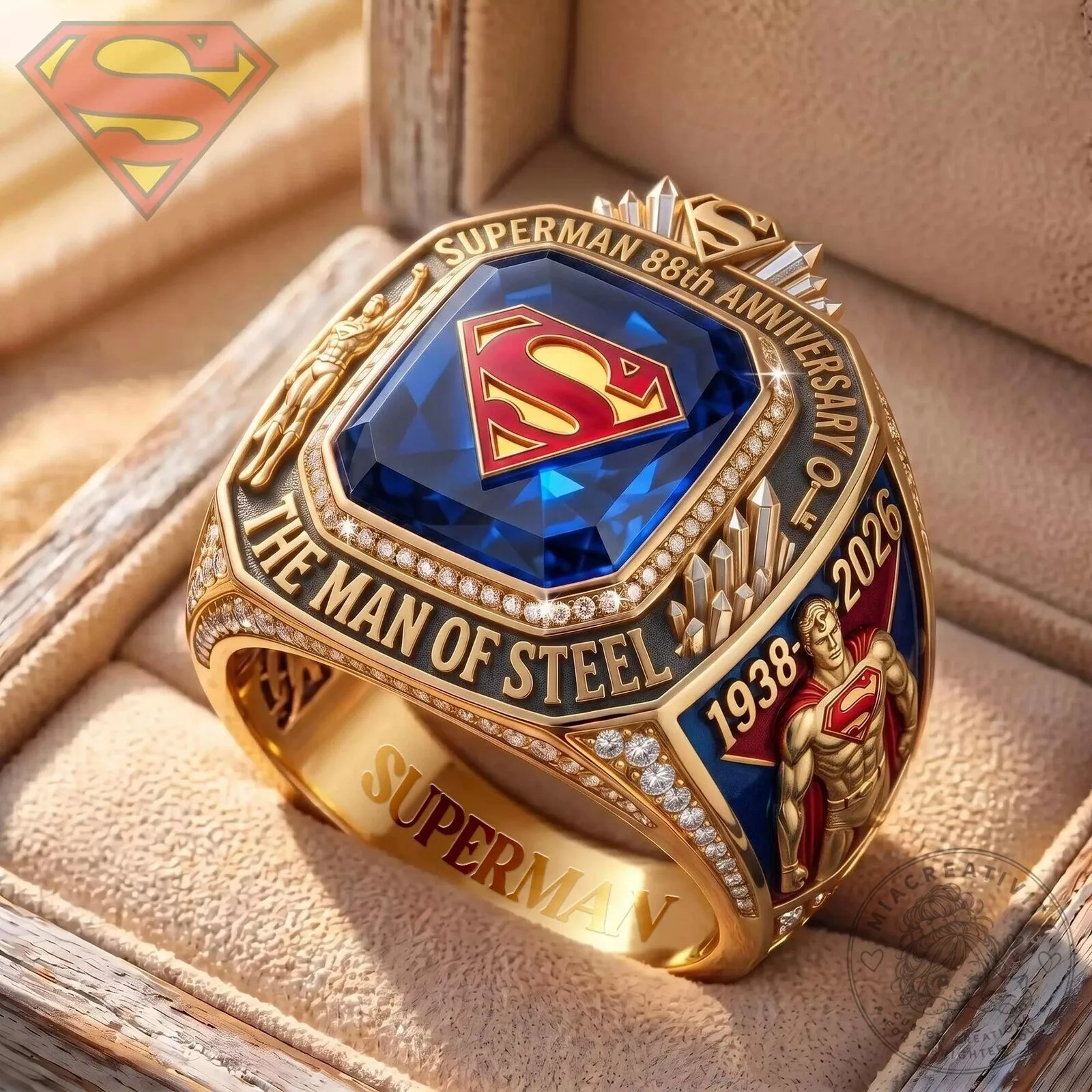 Superman 88th Anniversary The Man of Steel Gold Plated Ring