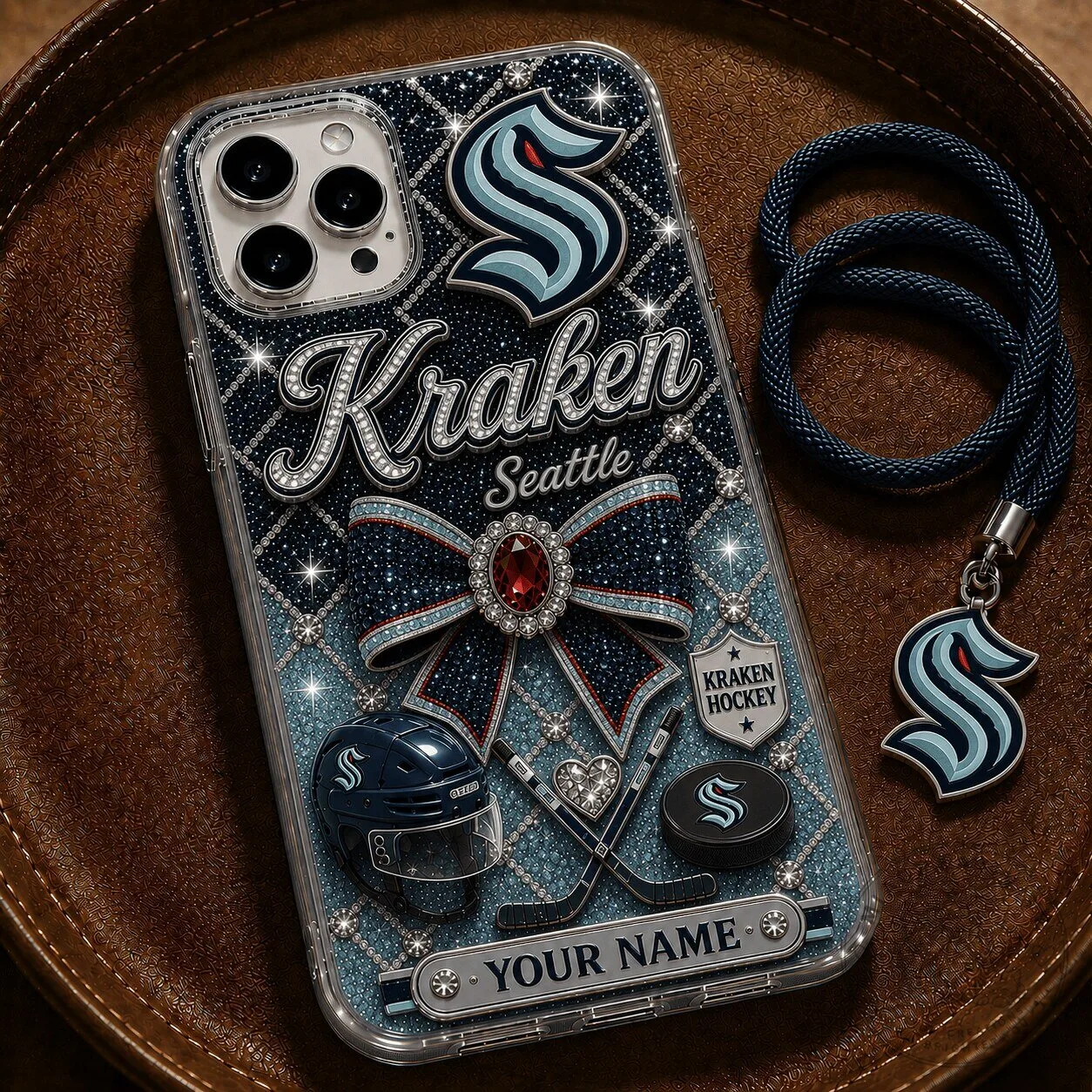 Seattle Kraken National Hockey League Personalized Phone Case with Custom Name