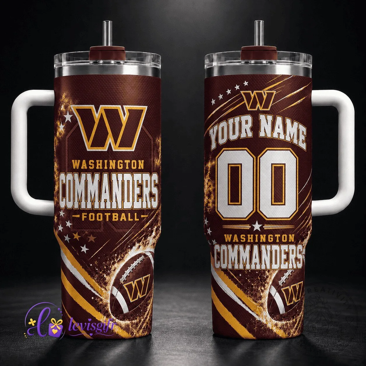 Custom Stainless Steel Tumbler for Fans of the Washington Commanders Football Team
