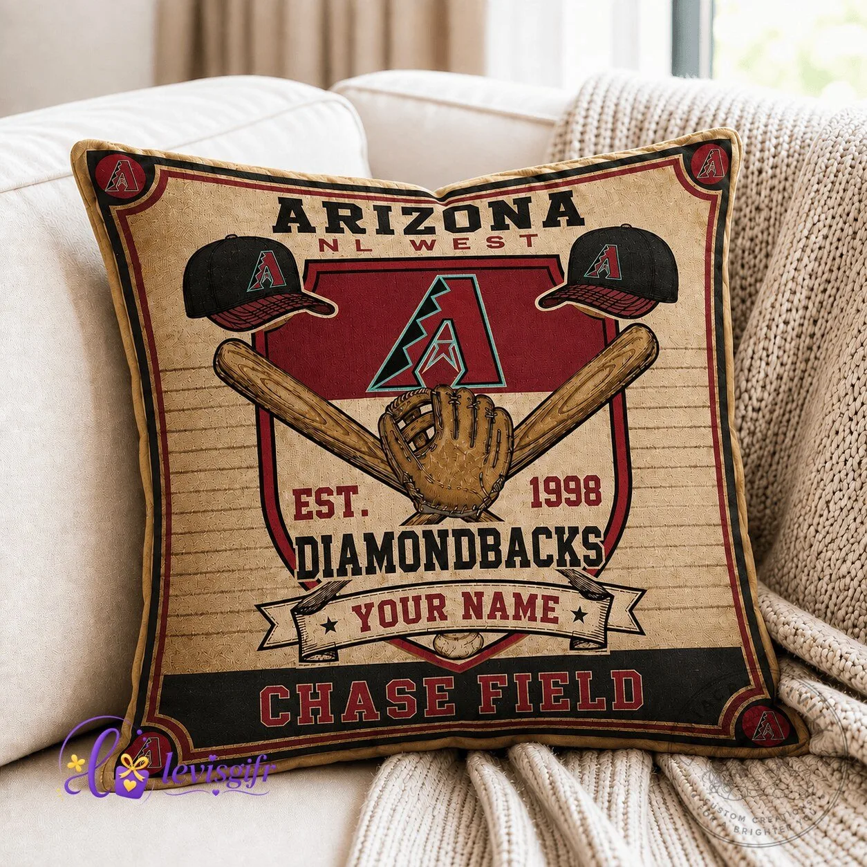Arizona Diamondbacks Baseball Team Est. 1998 Personalized Pillow