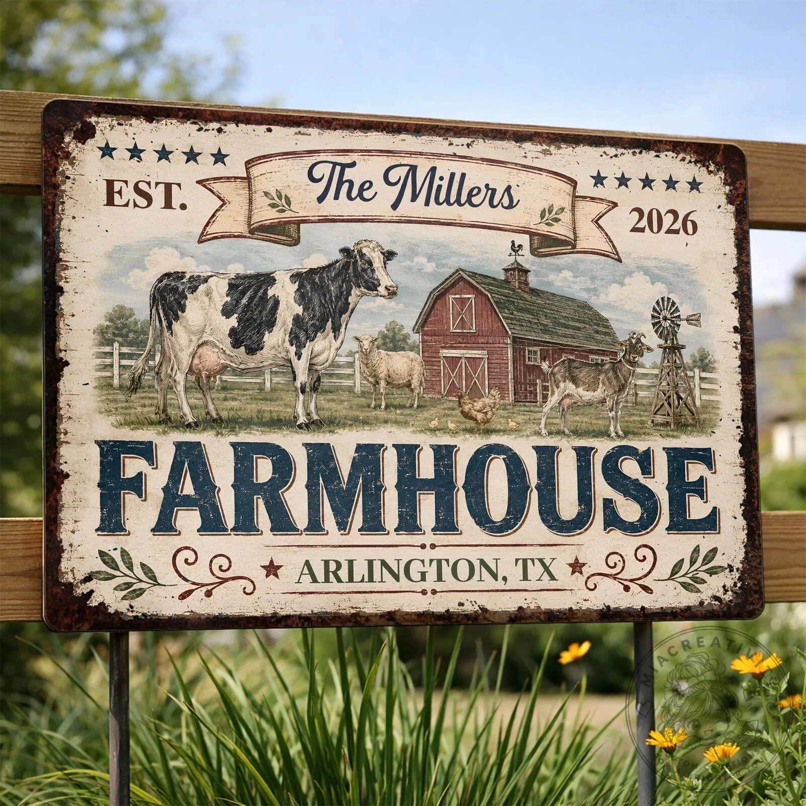 Personalized Farmhouse Family Name and Established Date Metal Sign 20 Personalized Farmhouse Family Name and Established Date Metal Sign