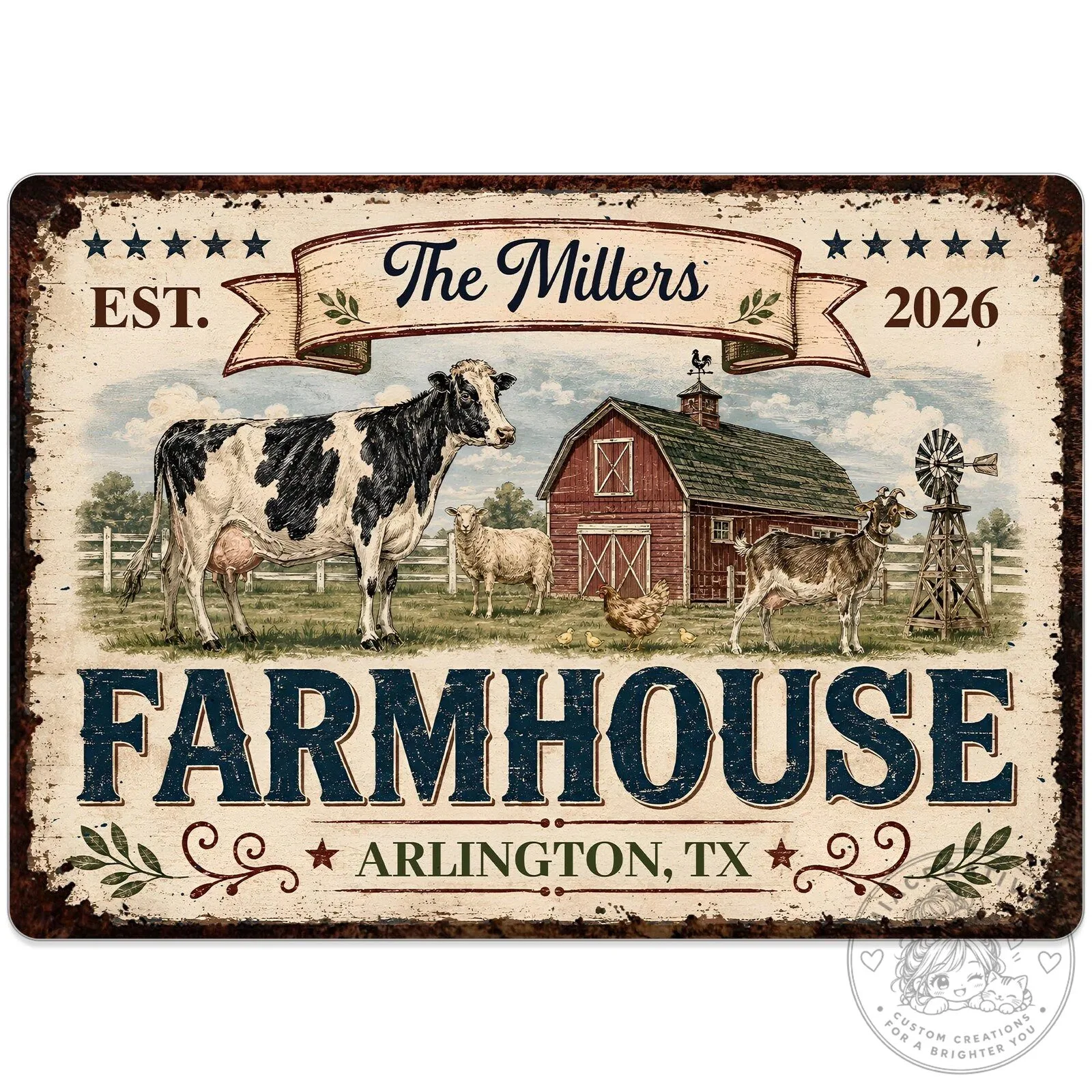 Personalized Farmhouse Family Name and Established Date Metal Sign 22 Personalized Farmhouse Family Name and Established Date Metal Sign