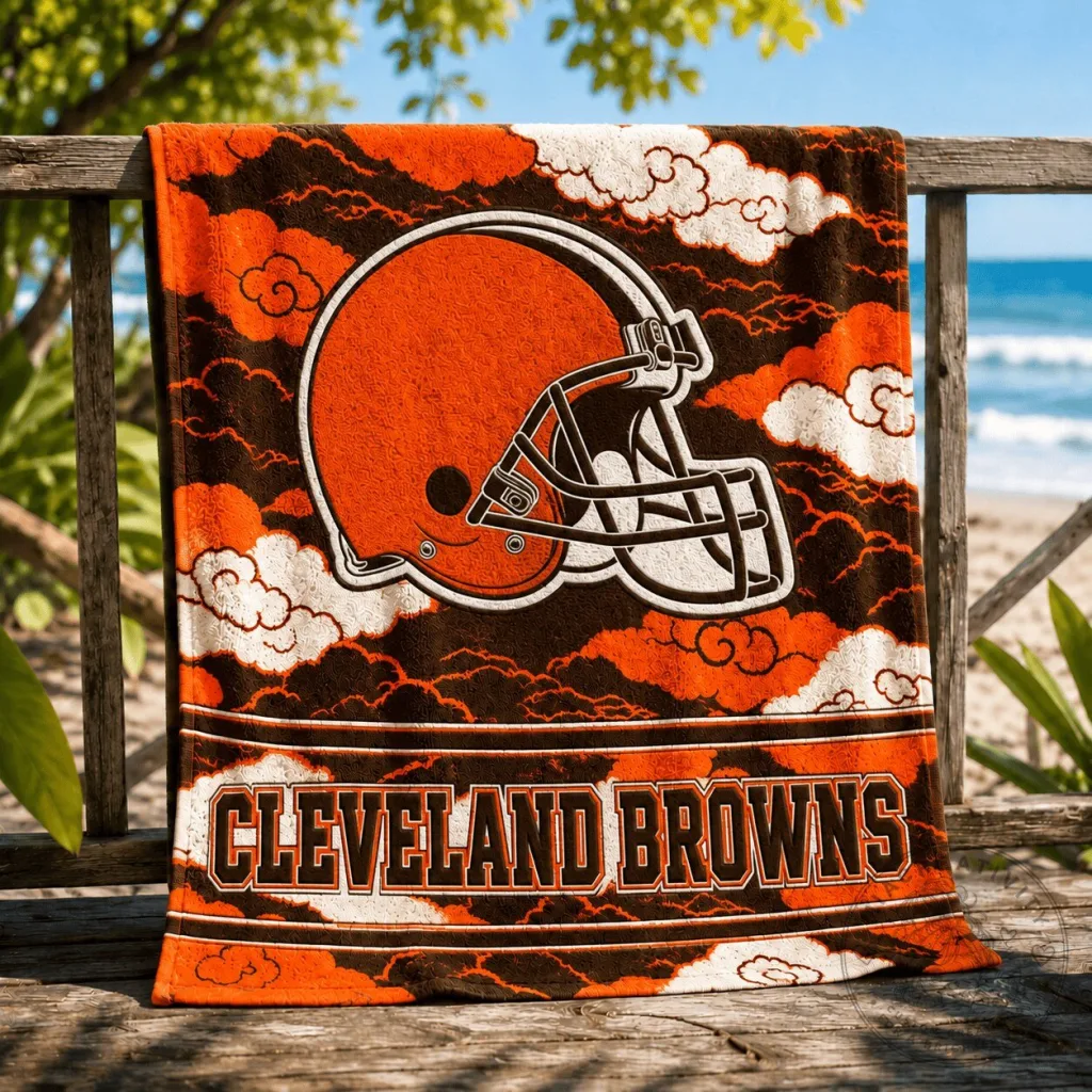 Cleveland Browns NFL Football Team Logo Beach Towel for Summer Fun Cleveland Browns NFL Football Team Logo Beach Towel for Summer Fun