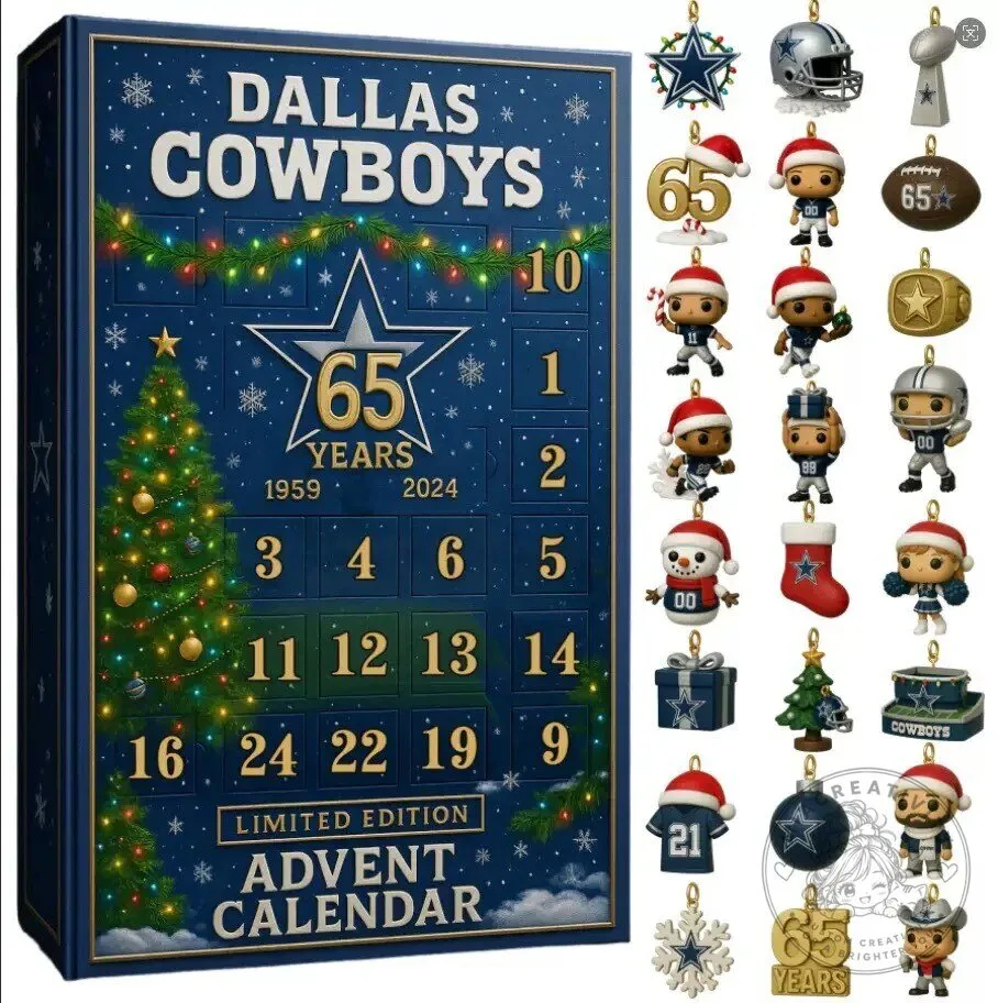Dallas Cowboys 65th Anniversary Christmas Advent Calendar with Ornaments