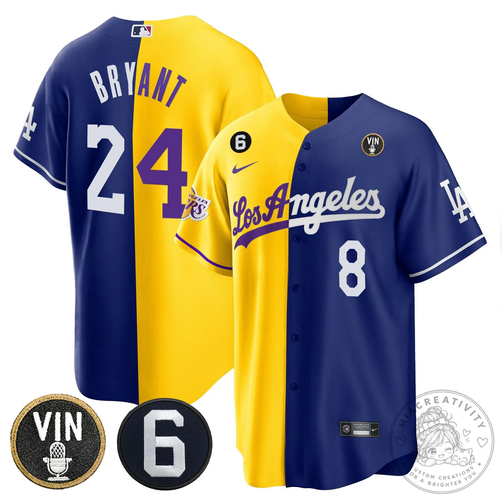 Los Angeles Dodgers Kobe Bryant Split Baseball Jersey