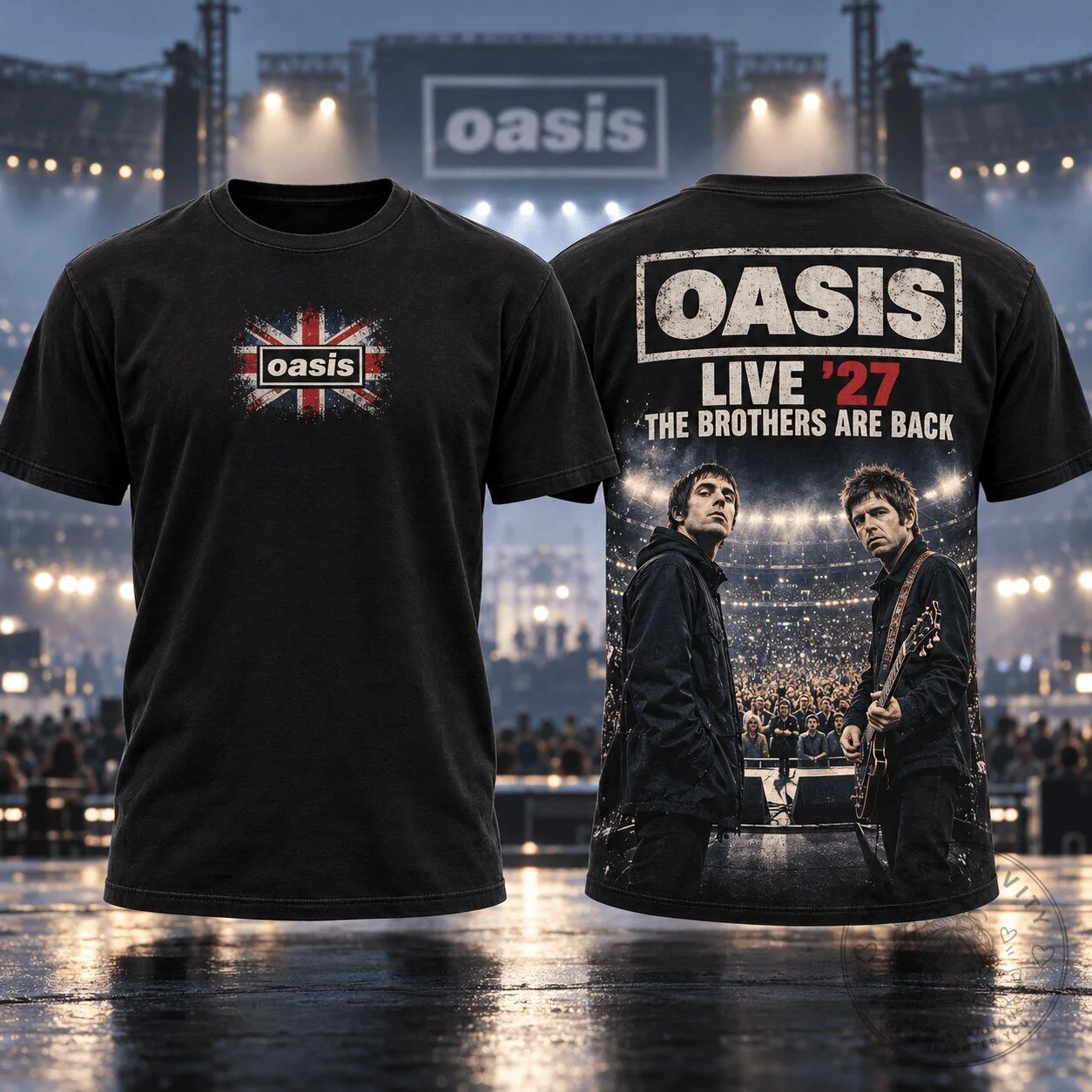 Oasis Live '27 The Brothers Are Back Concert Band Music Fan T-Shirt