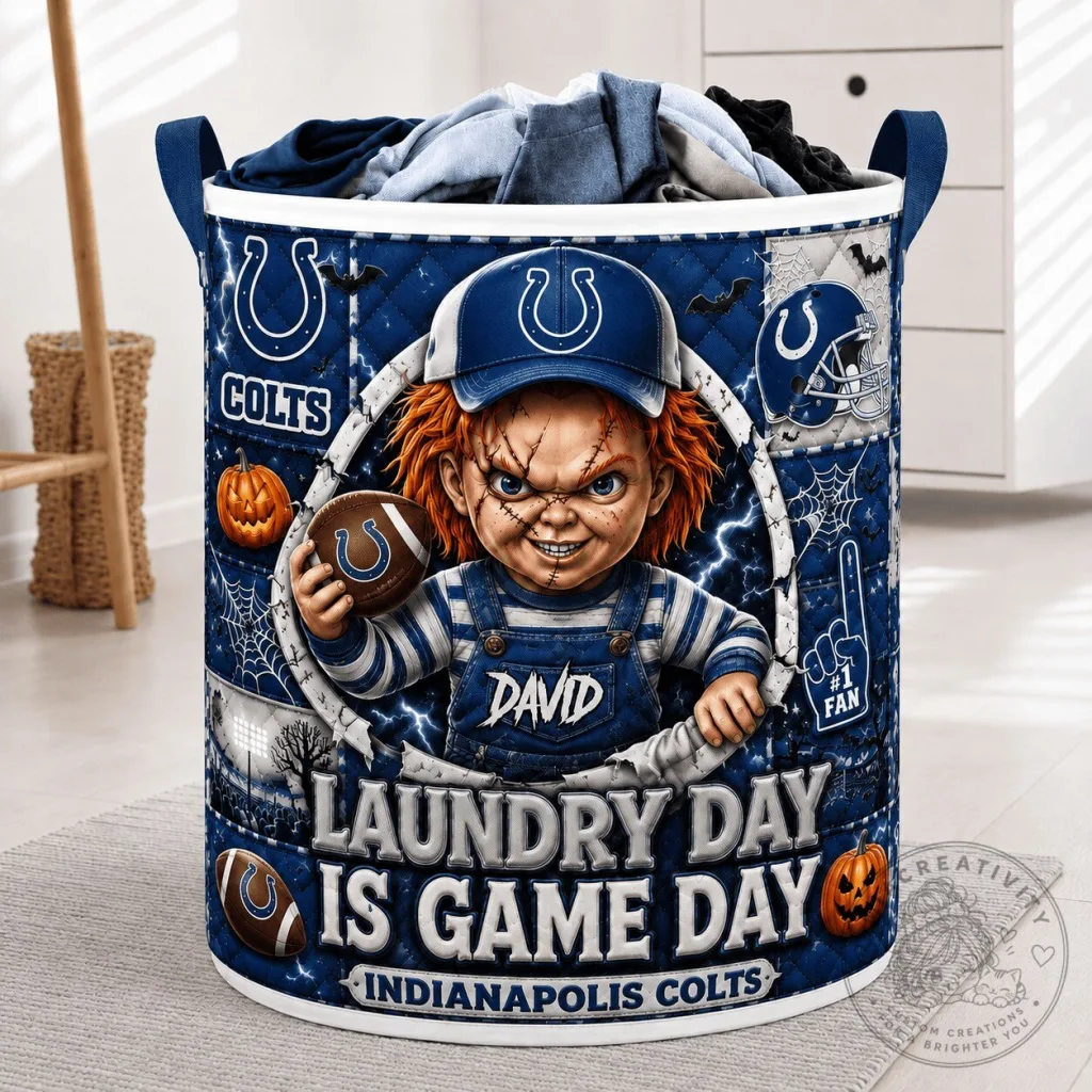 Indianapolis Colts Chucky Halloween Laundry Basket - Football Fan Gift Indianapolis Colts Chucky Halloween Laundry Basket - Football Fan Gift