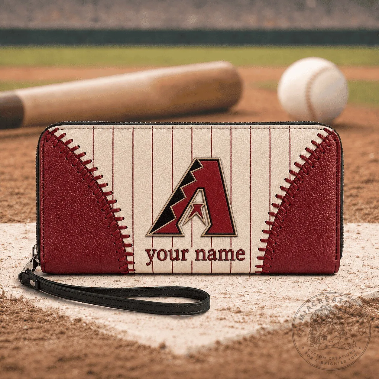 Arizona Diamondbacks Baseball Premium Leather Zipper Wallet