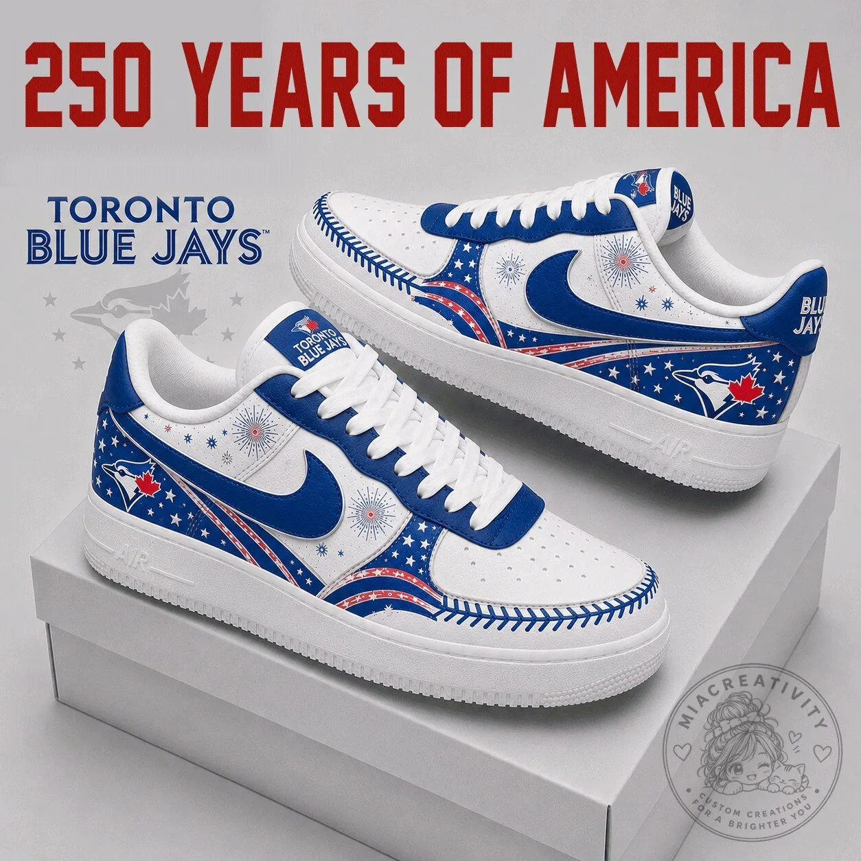 Toronto Blue Jays Baseball Team Fan Air Force One Style Shoes 2 Toronto Blue Jays Baseball Team Fan Air Force One Style Shoes