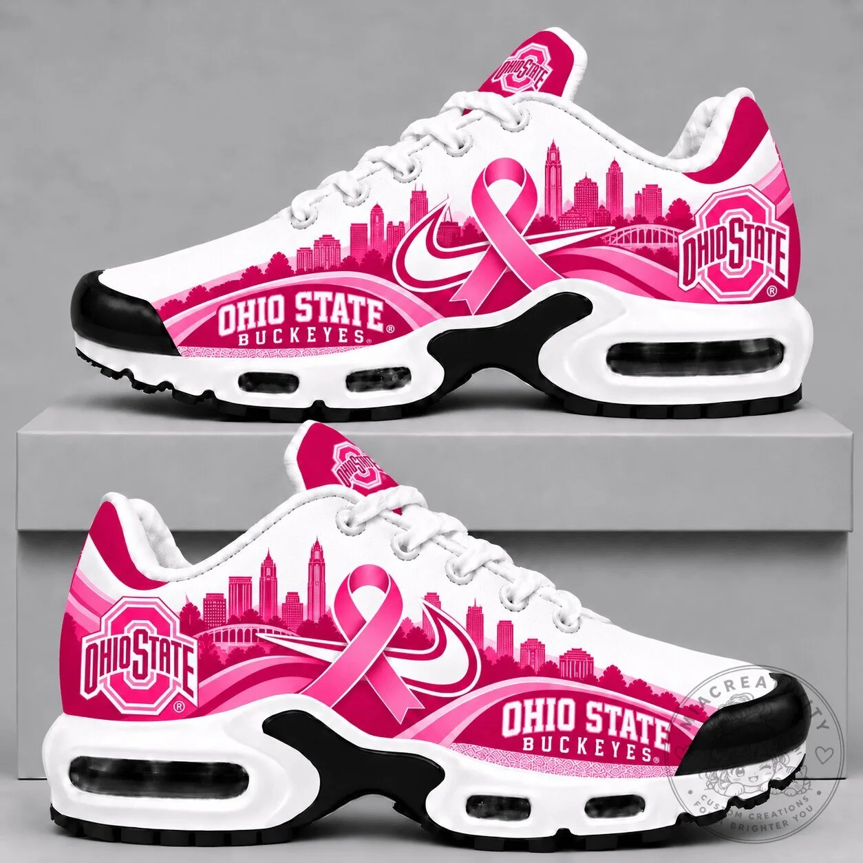 Ohio State Buckeyes Pink Ribbon Breast Cancer Awareness Running Shoes