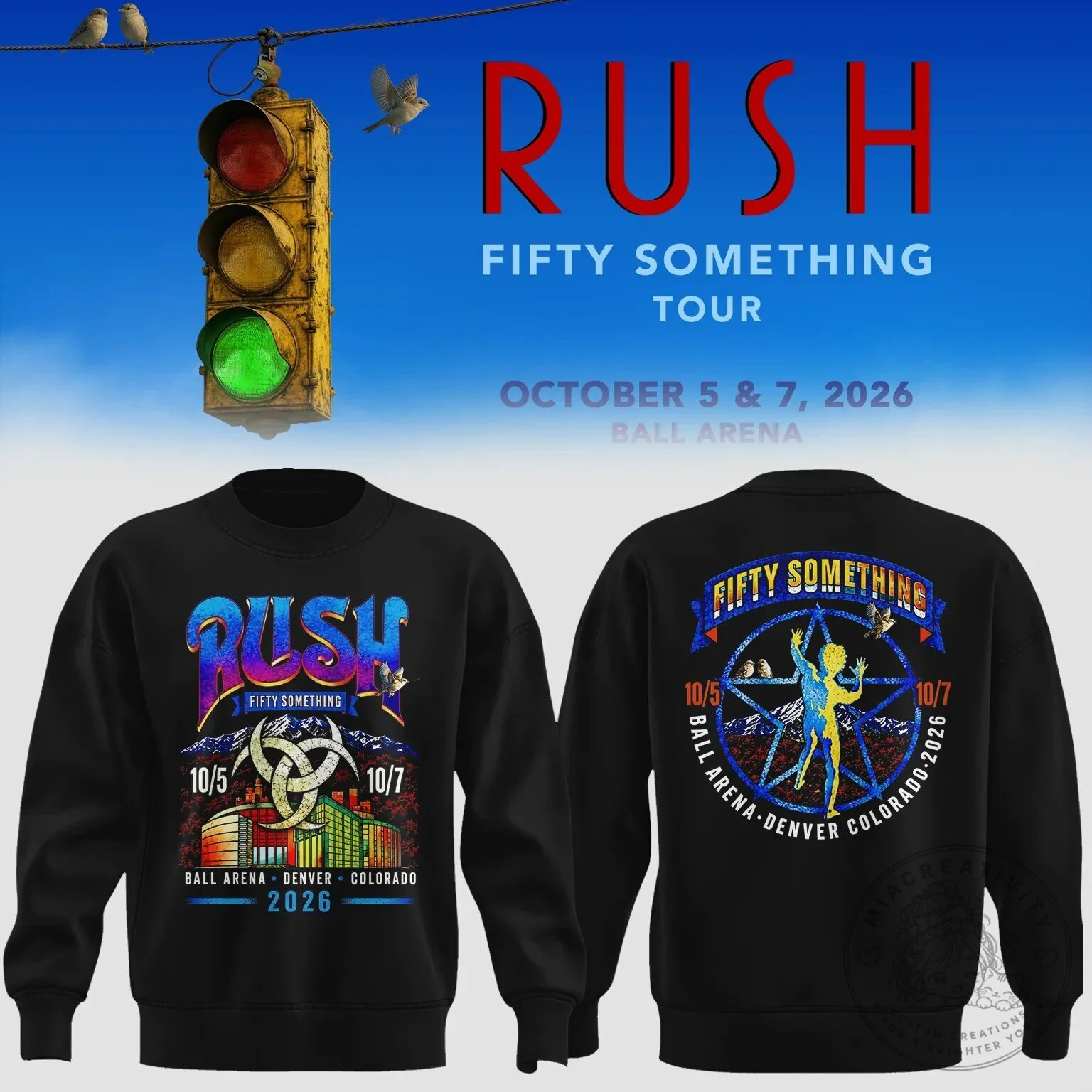 Rush Fifty Something Tour Denver Colorado 2026 Concert Sweatshirt