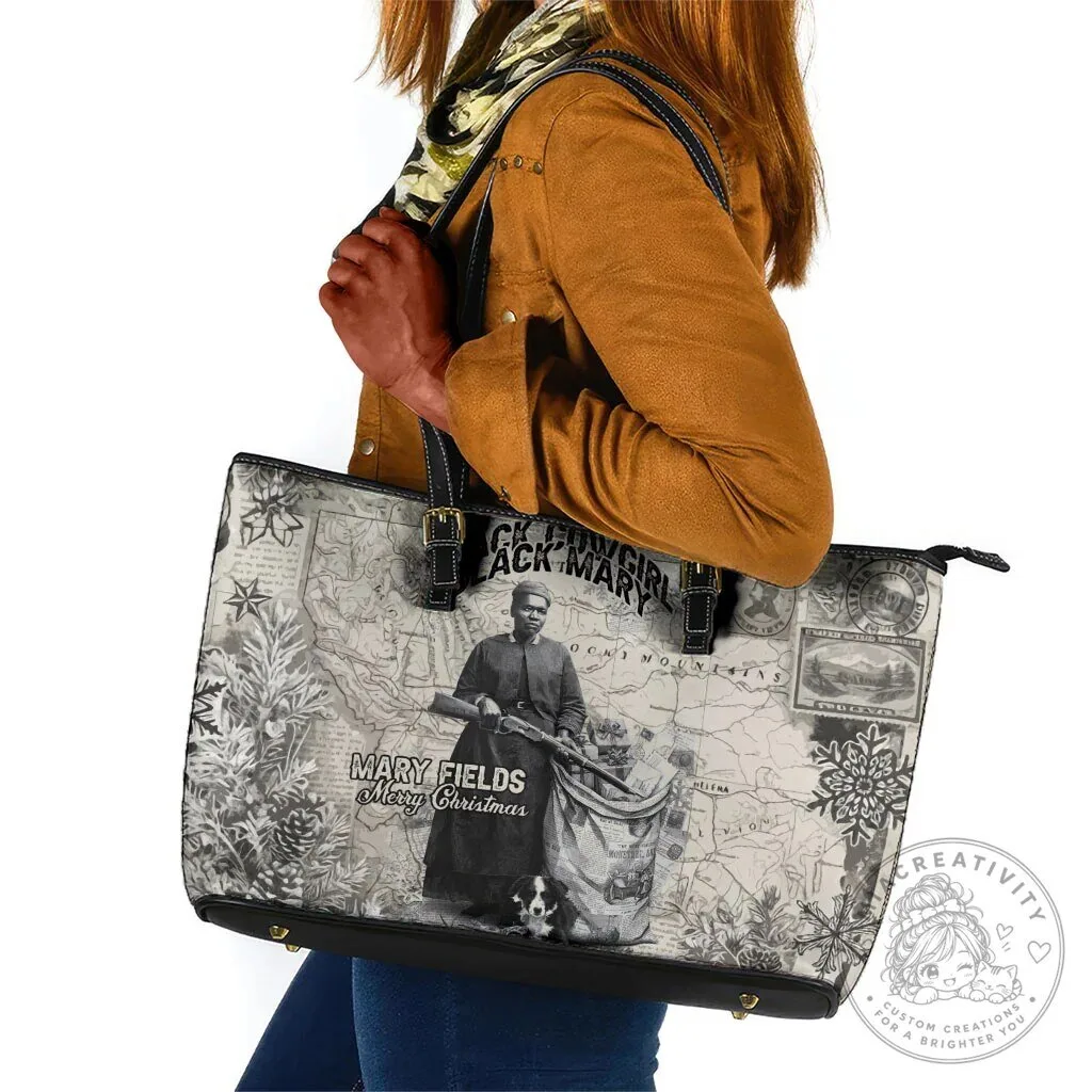 Mary Fields Stagecoach Mary Vintage Western Map Mail Carrier Christmas Leather Tote Bag