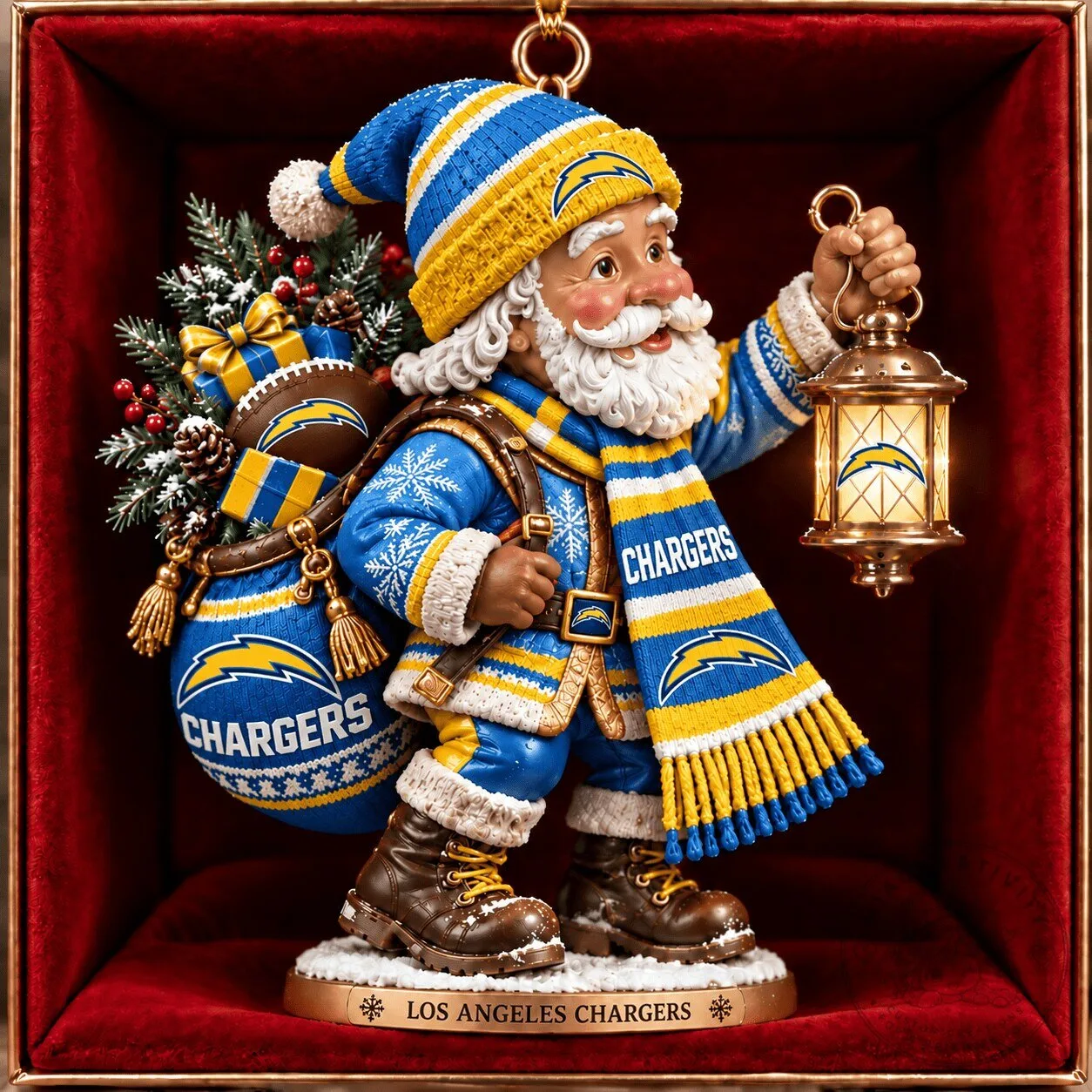 Los Angeles Chargers Santa Claus Christmas Ornament Holiday Decoration
