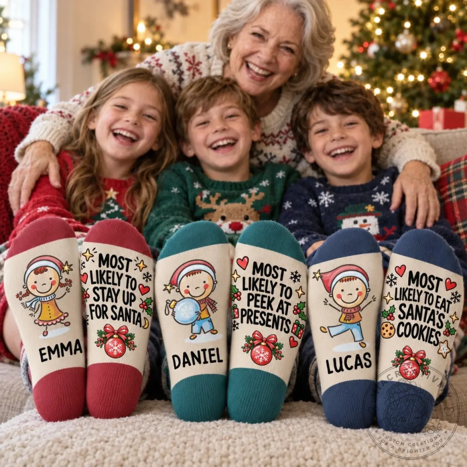 Personalized Most Likely To Christmas Crew Socks - Custom Family Holiday Gift
