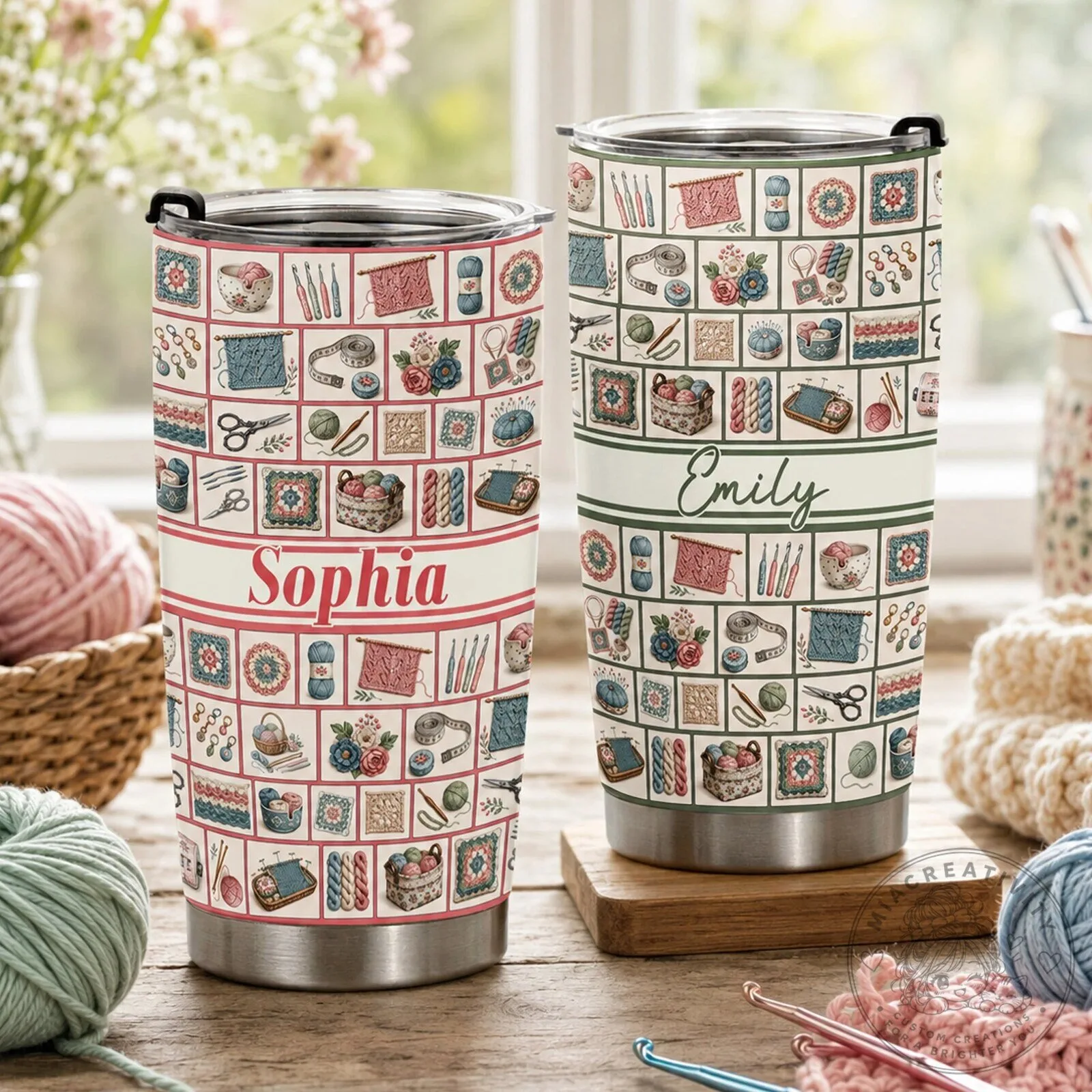 Personalized Knitting and Crocheting Lover's Tumbler with Custom Name