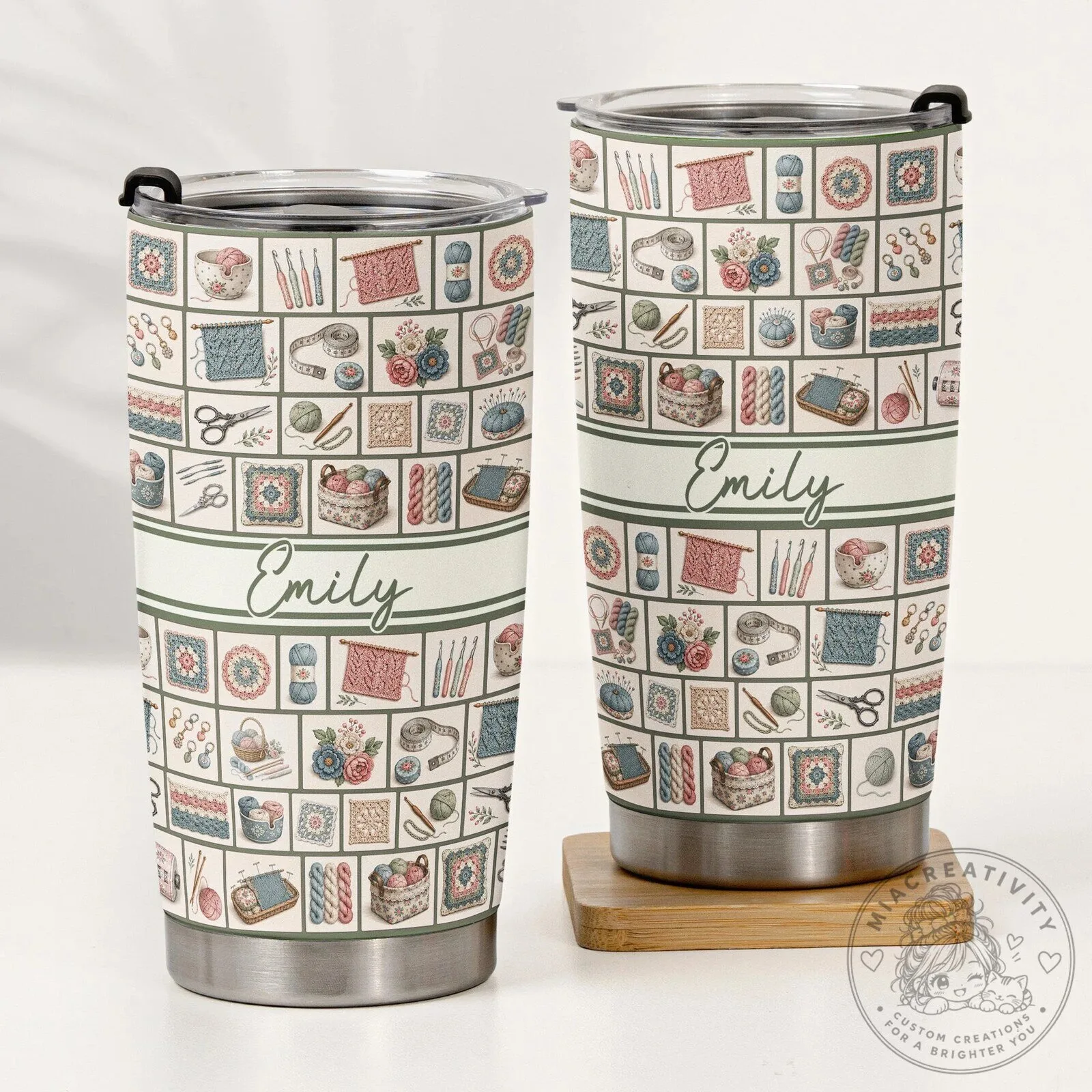 Personalized Knitting and Crocheting Lover's Tumbler with Custom Name 12 Personalized Knitting and Crocheting Lover