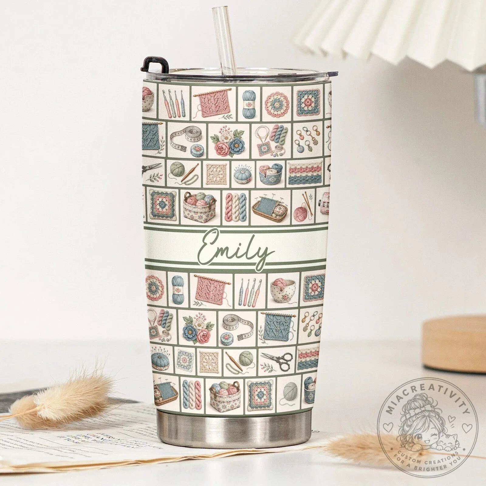Personalized Knitting and Crocheting Lover's Tumbler with Custom Name 15 Personalized Knitting and Crocheting Lover