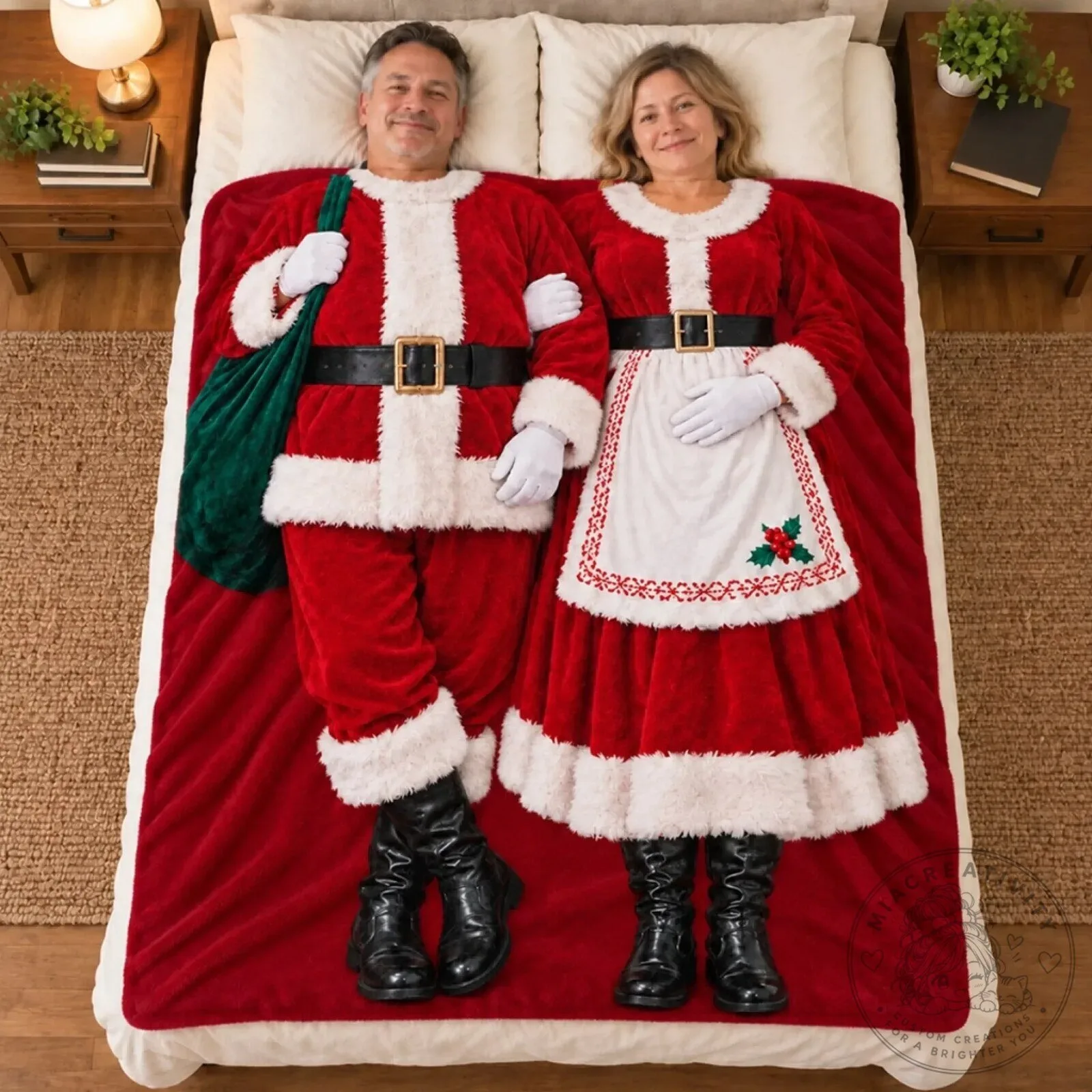 Personalized Christmas Holiday Red Fleece Blanket Custom Name Gift