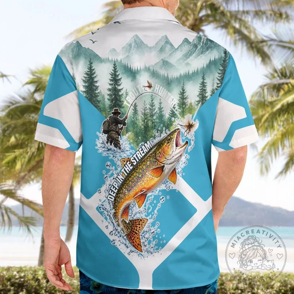 Trout Fly Fishing Perfect Loop Over The Current Hawaiian Shirt for Fisherman 13 Trout Fly Fishing Perfect Loop Over The Current Hawaiian Shirt for Fisherman
