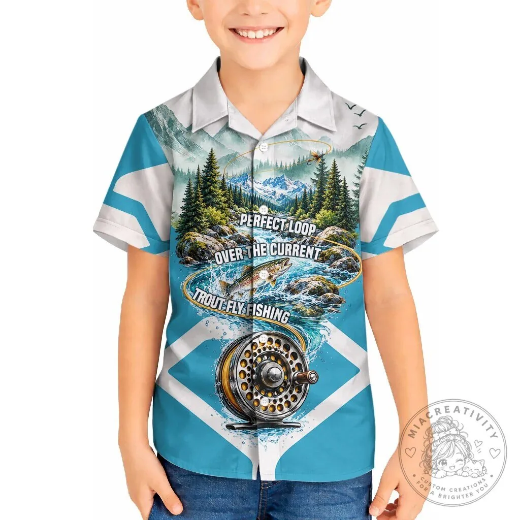 Trout Fly Fishing Perfect Loop Over The Current Hawaiian Shirt for Fisherman 14 Trout Fly Fishing Perfect Loop Over The Current Hawaiian Shirt for Fisherman