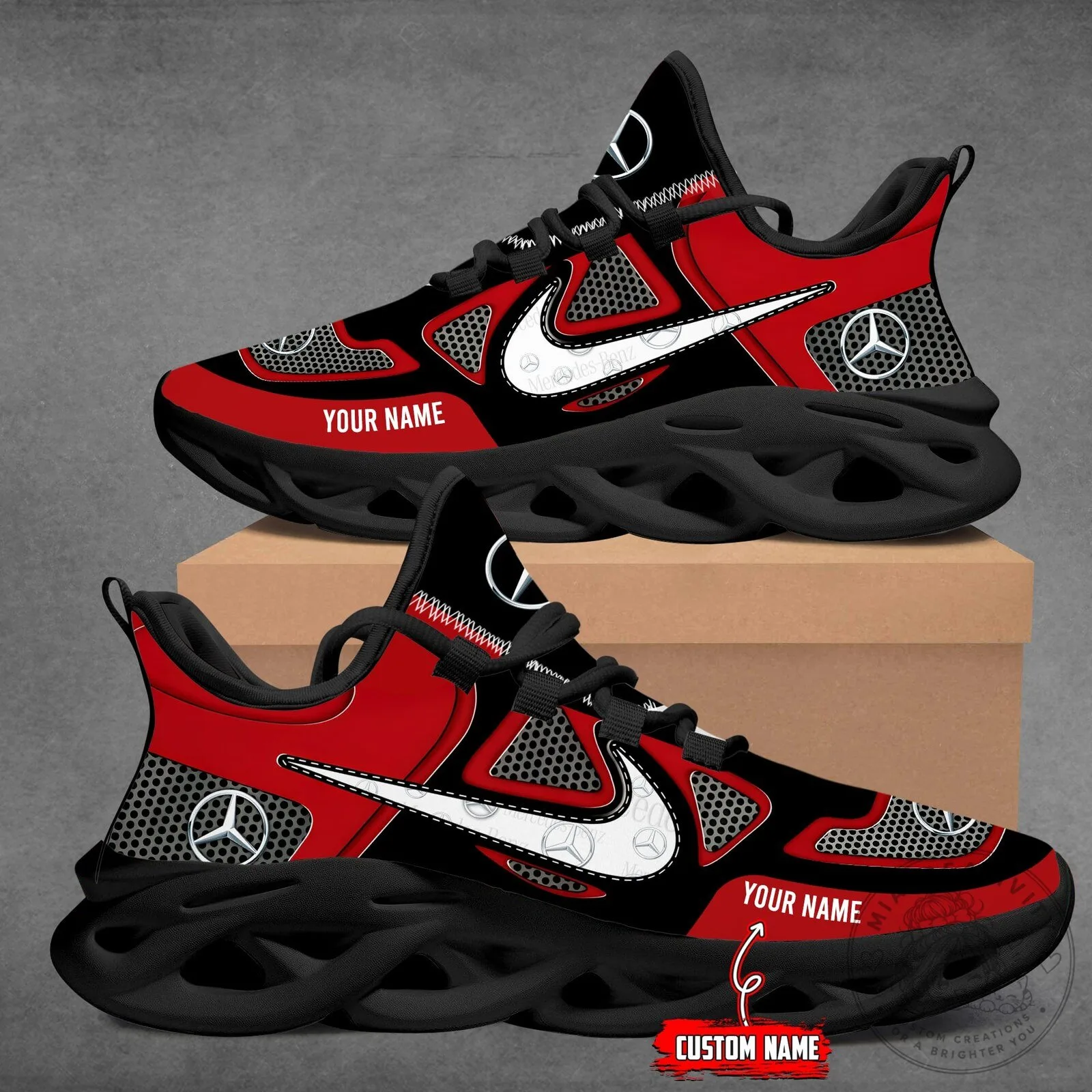 Mercedes-Benz Custom Name Red and Black Max Soul Shoes