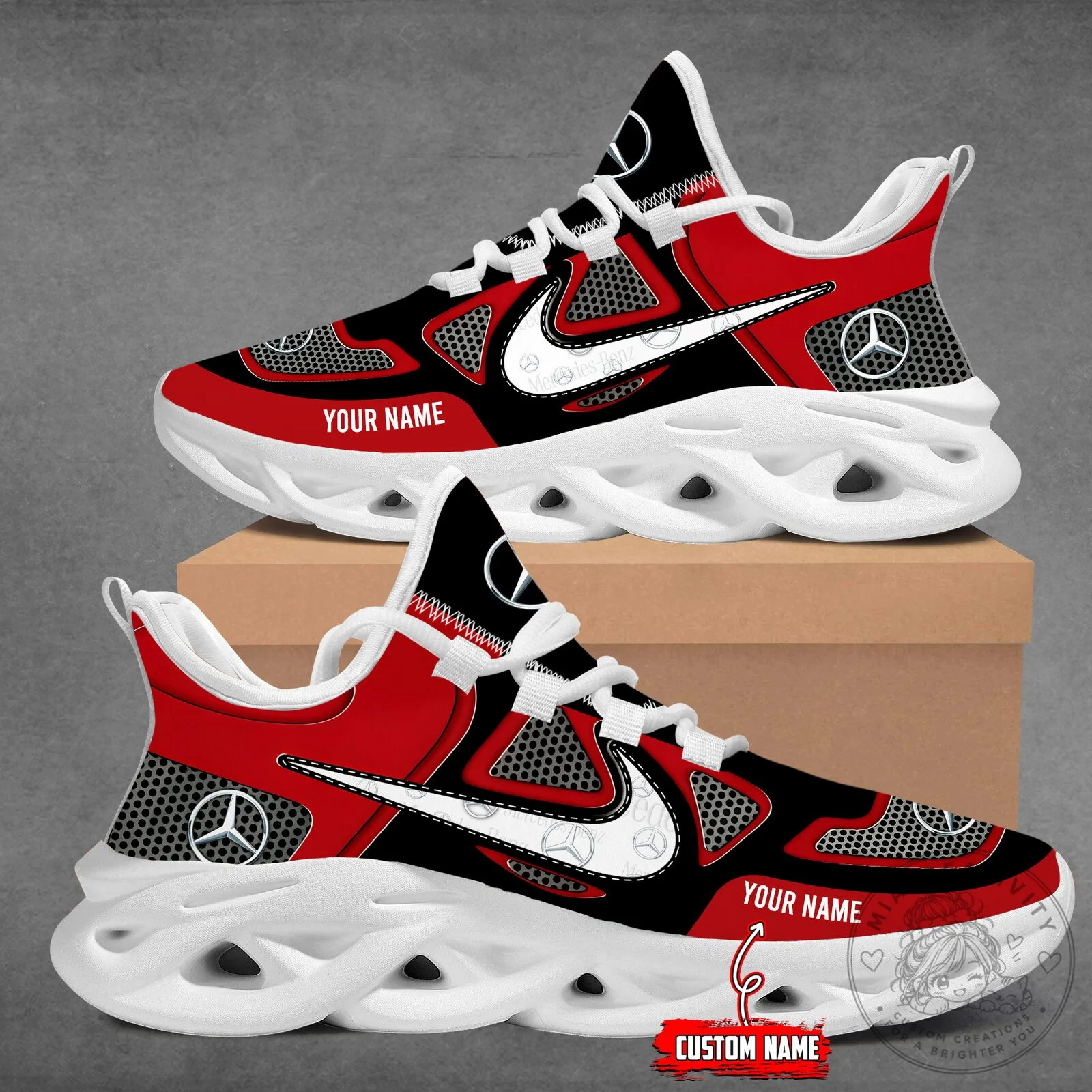 Mercedes-Benz Custom Name Red and Black Max Soul Shoes 24 Mercedes-Benz Custom Name Red and Black Max Soul Shoes