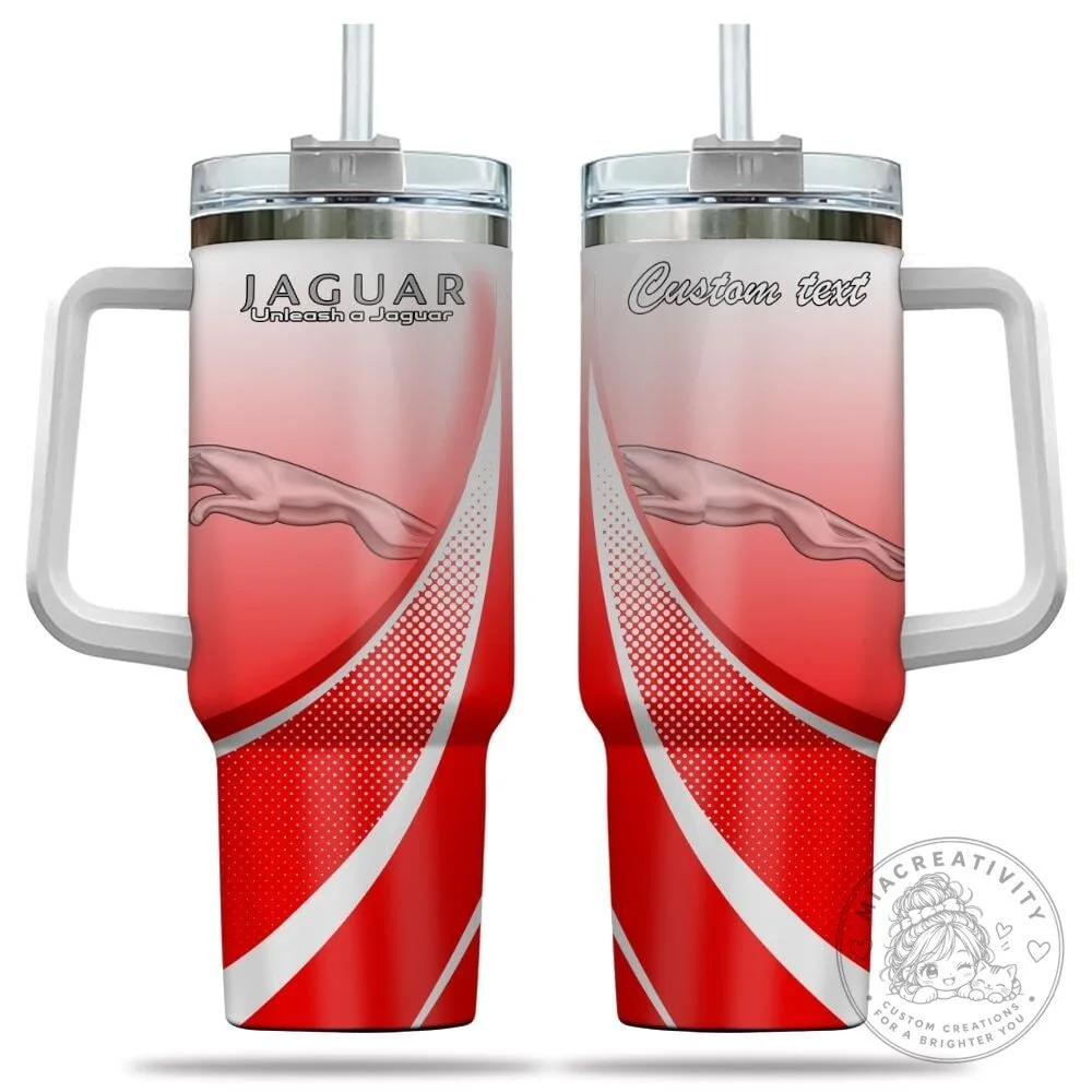 Jaguar Unleash a Jaguar Custom Name Red White Stainless Steel Tumbler