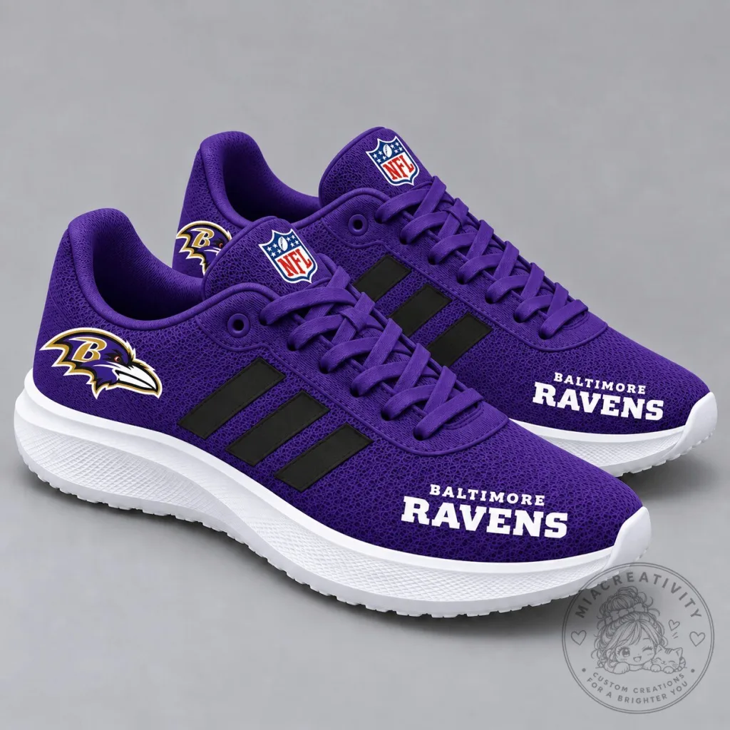 Baltimore Ravens NFL Team Logo Purple Sport Sneakers for Men and Women Baltimore Ravens NFL Team Logo Purple Sport Sneakers for Men and Women