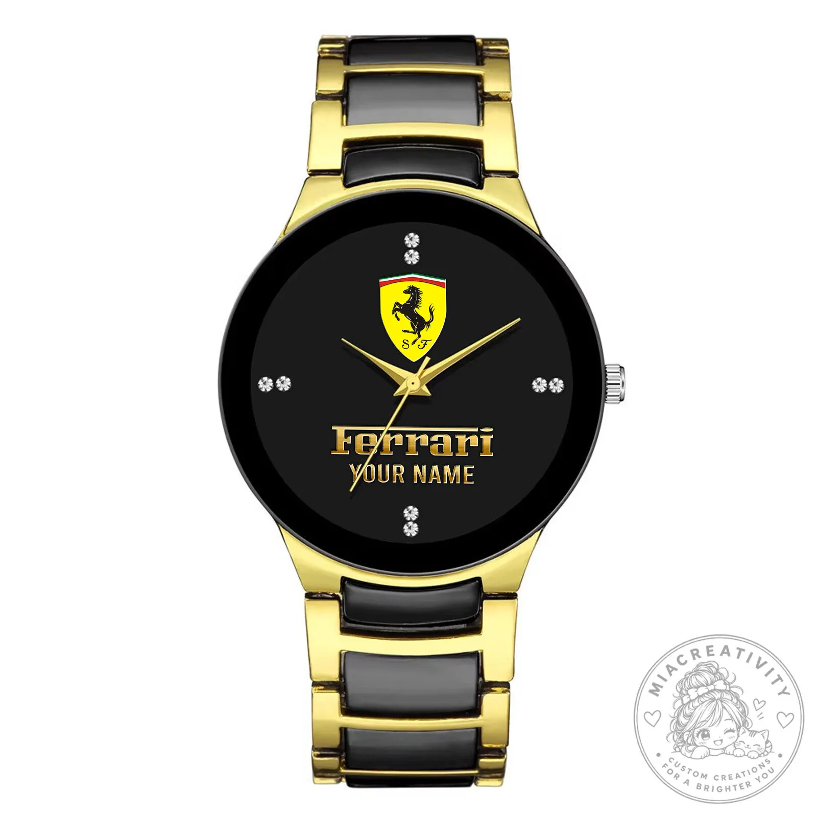 Ferrari Custom Name Black and Gold Elegant Fashion Men's Quartz Watch 10 Ferrari Custom Name Black and Gold Elegant Fashion Men