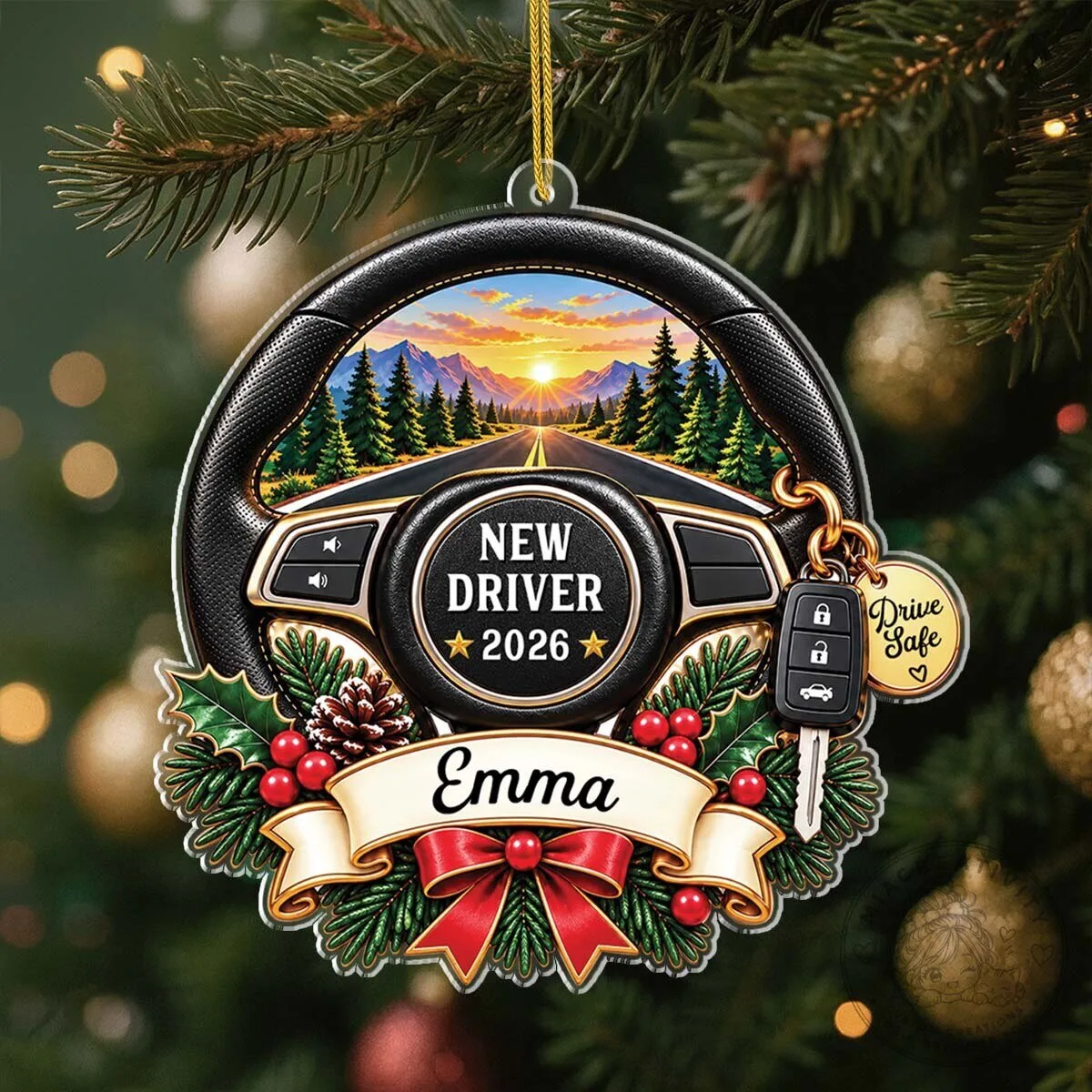 New Driver First Car Steering Wheel Personalized Christmas Ornament 11 New Driver First Car Steering Wheel Personalized Christmas Ornament