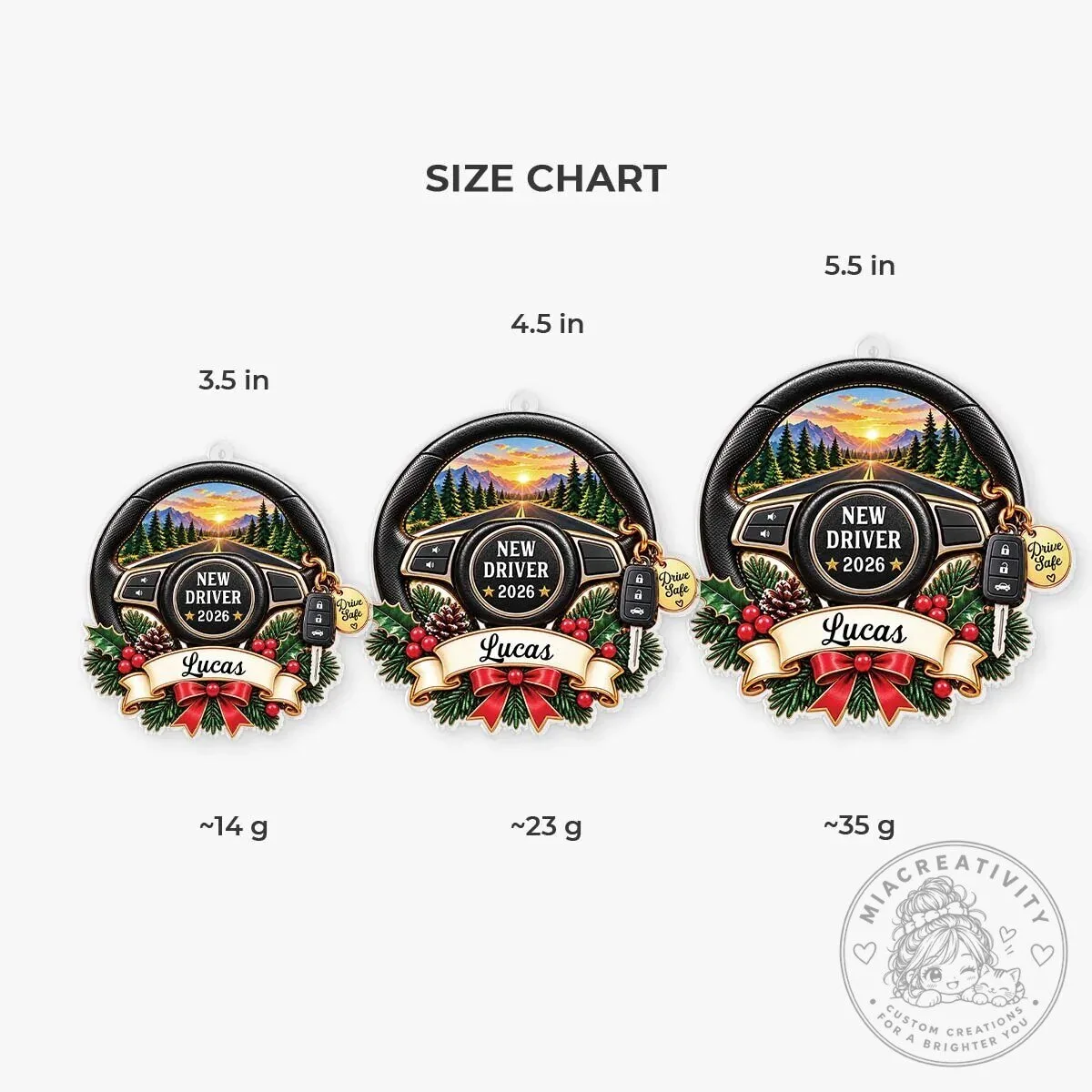 New Driver First Car Steering Wheel Personalized Christmas Ornament 13 New Driver First Car Steering Wheel Personalized Christmas Ornament