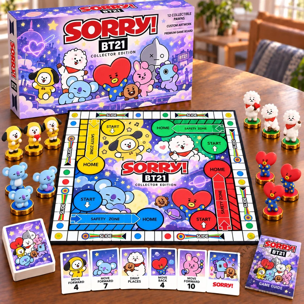 BTS BT21 Sorry! Collector Edition Board Game with Custom Pawns