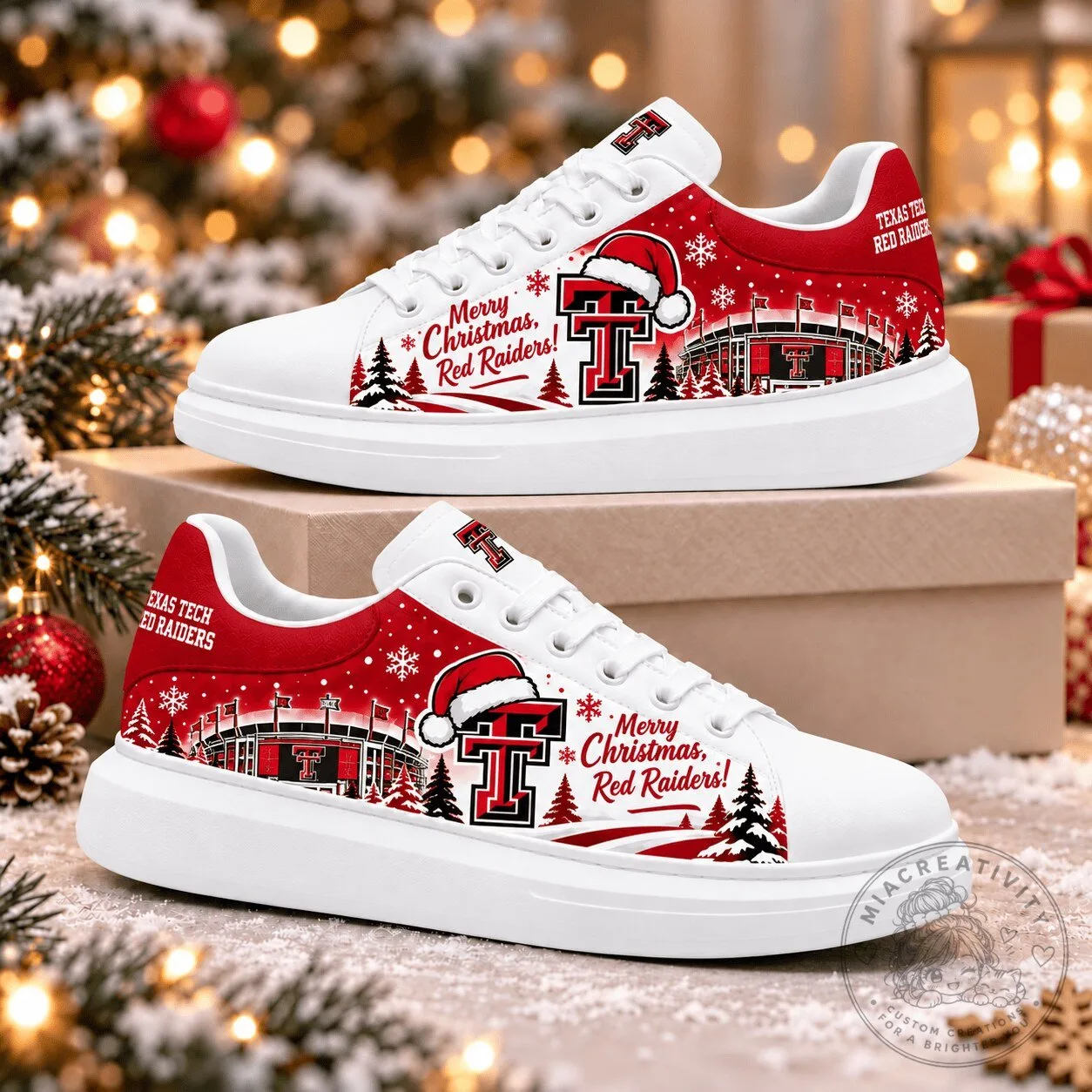 Texas Tech Red Raiders Merry Christmas Football Fan Shoes