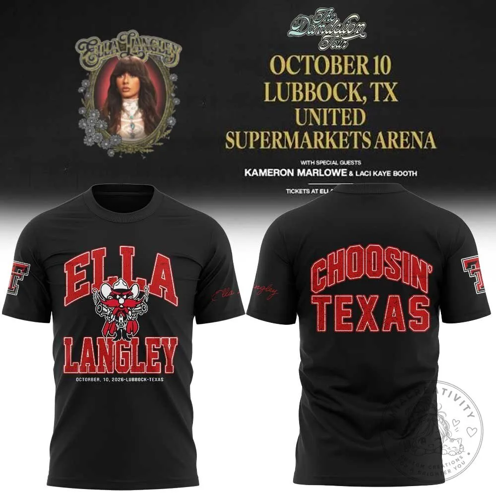 Ella Langley Texas Tech Choosin' Texas Concert Black T-Shirt