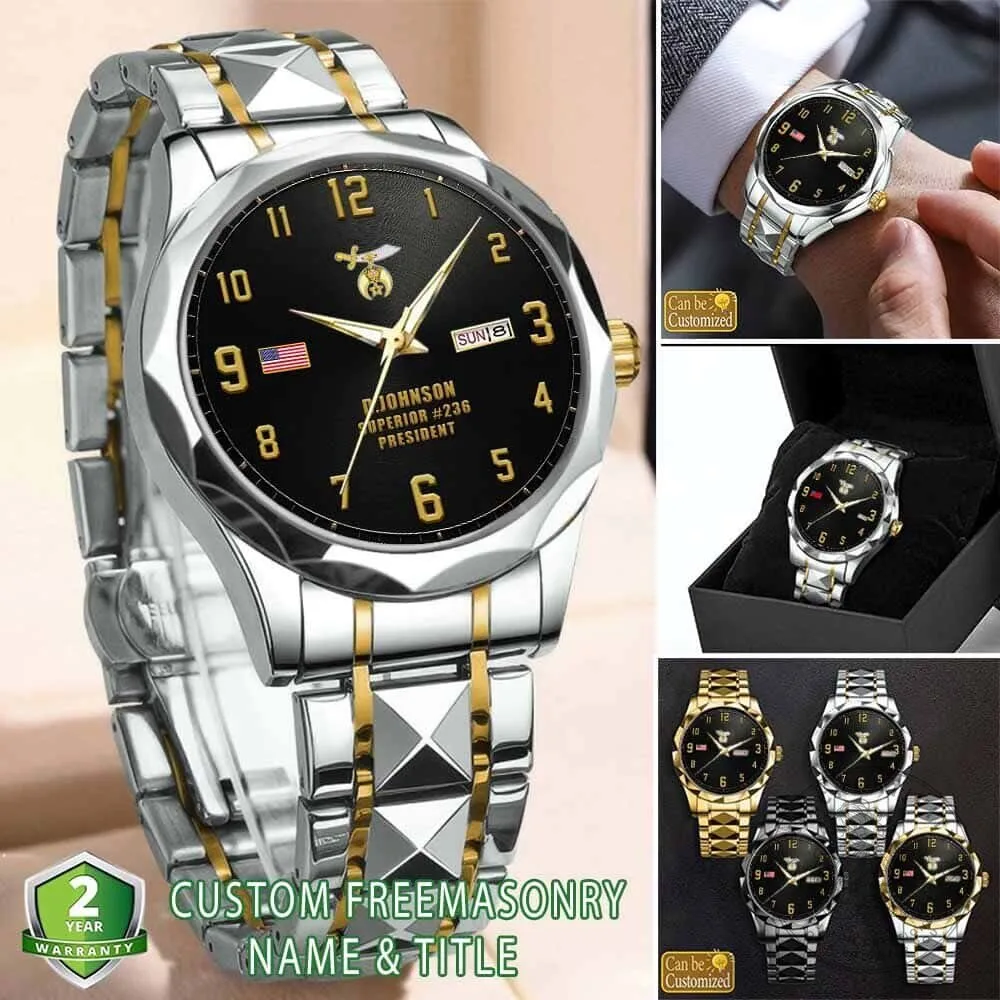 Shriners International Freemasonry Stainless Steel Watch with Custom Name 7 Shriners International Freemasonry Stainless Steel Watch with Custom Name