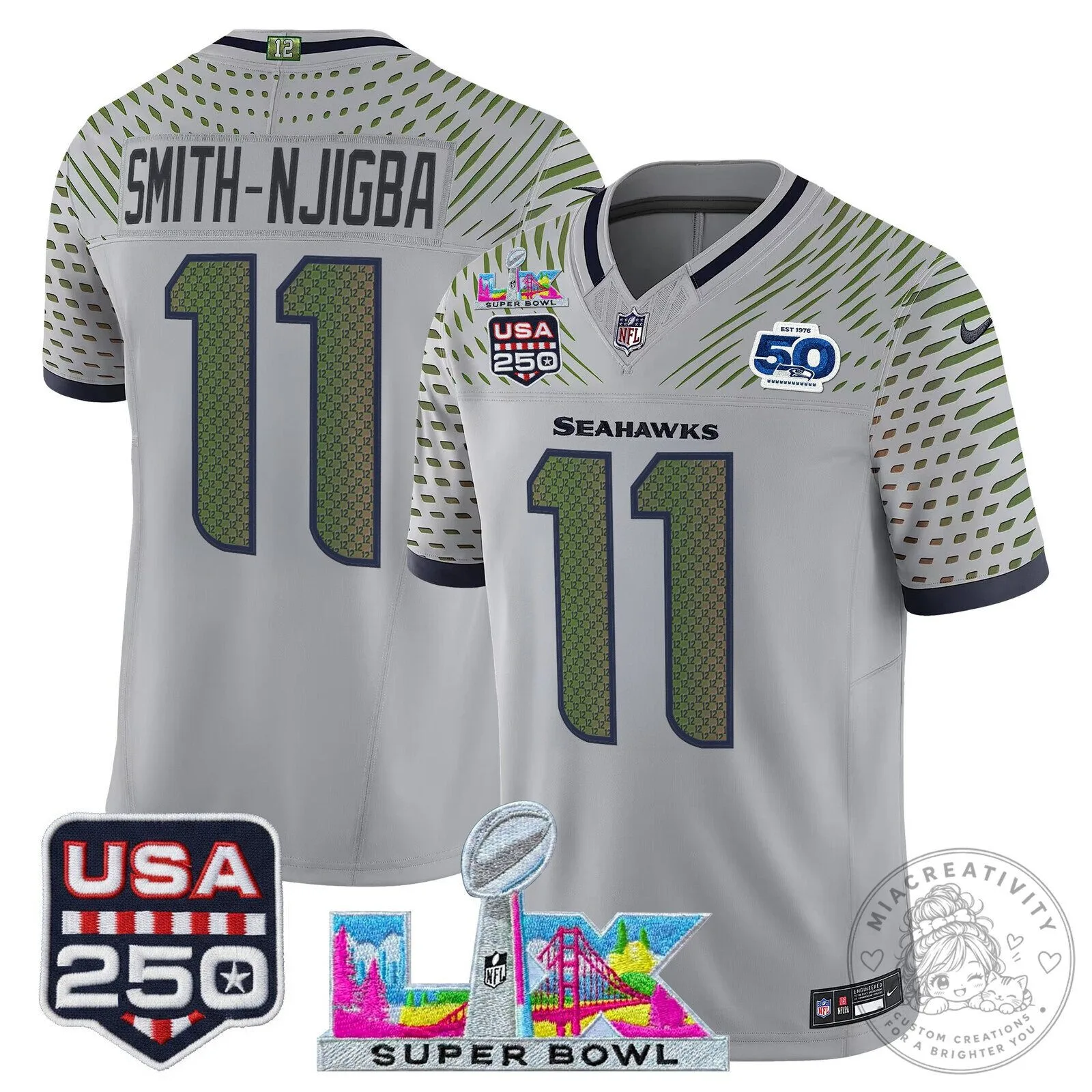 Super Bowl LX Seattle Seahawks Sam Darnold Blue Football Jersey 54 Super Bowl LX Seattle Seahawks Sam Darnold Blue Football Jersey