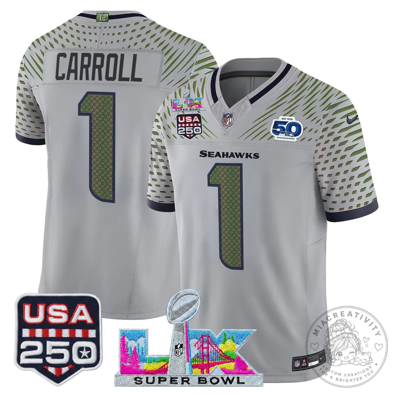 Super Bowl LX Seattle Seahawks Sam Darnold Blue Football Jersey 55 Super Bowl LX Seattle Seahawks Sam Darnold Blue Football Jersey