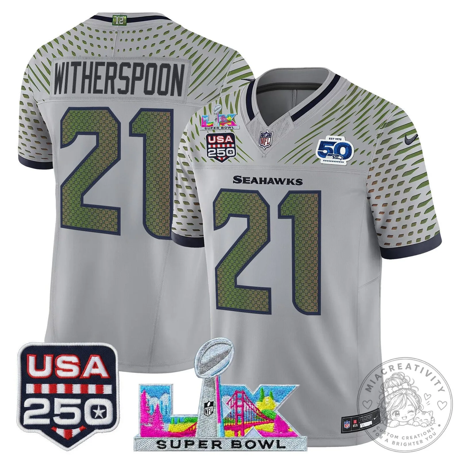 Super Bowl LX Seattle Seahawks Sam Darnold Blue Football Jersey 56 Super Bowl LX Seattle Seahawks Sam Darnold Blue Football Jersey
